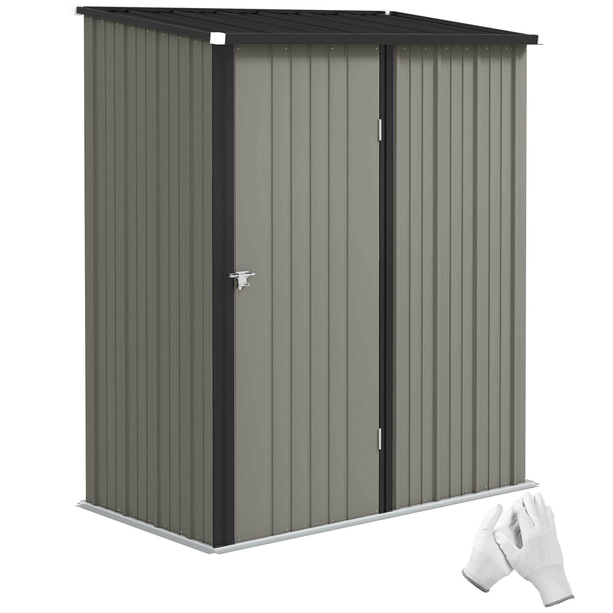 Grey 5x3 Galvanized Shed with Lockable Door