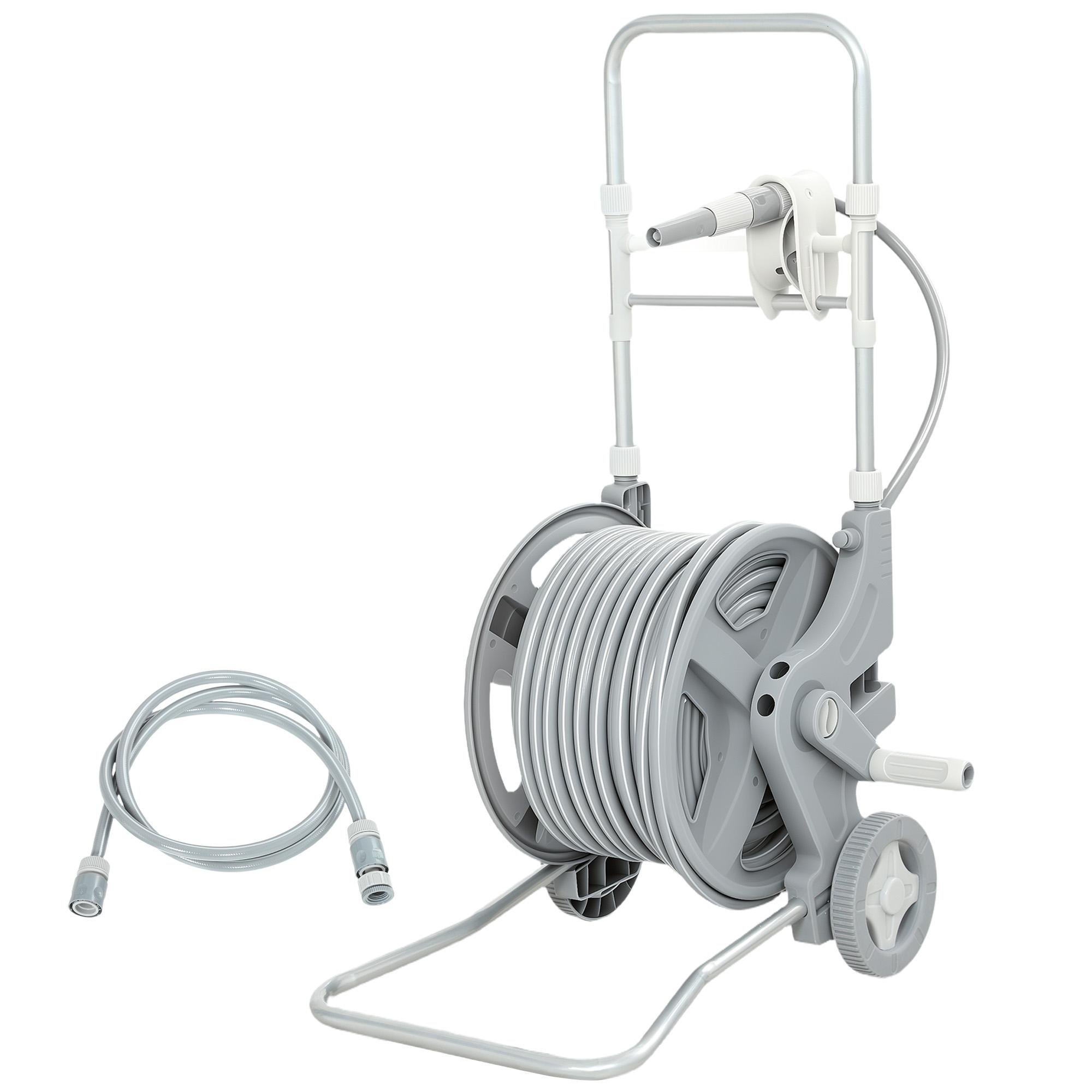 Grey 45m Hose Reel Cart with Wheels