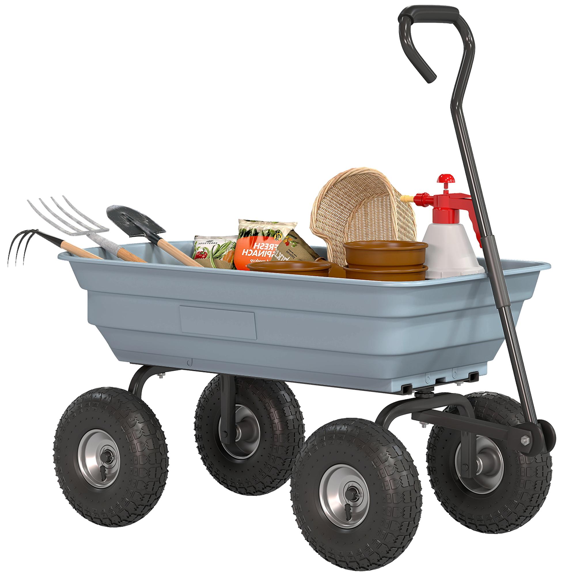 Grey 551 lb Garden Wagon with Tilting Bed