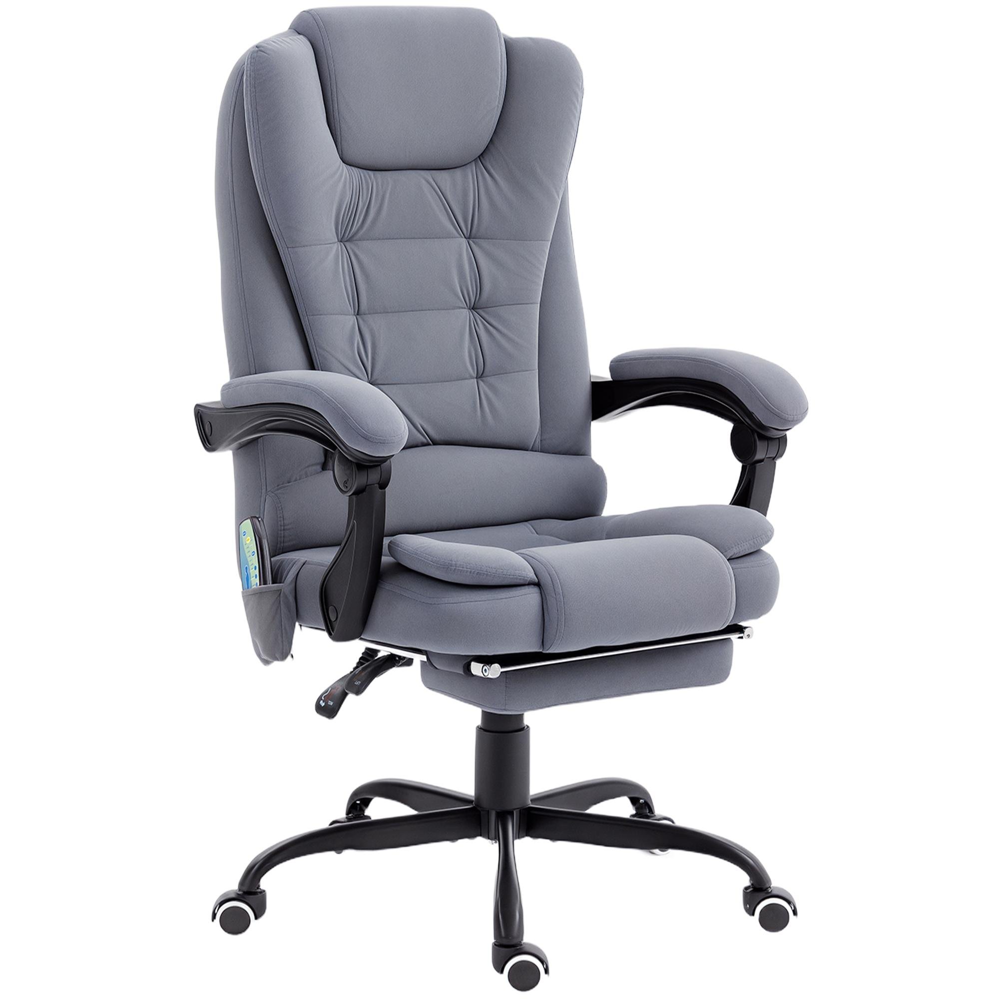 Grey Velvet Massage Office Chair with Footrest