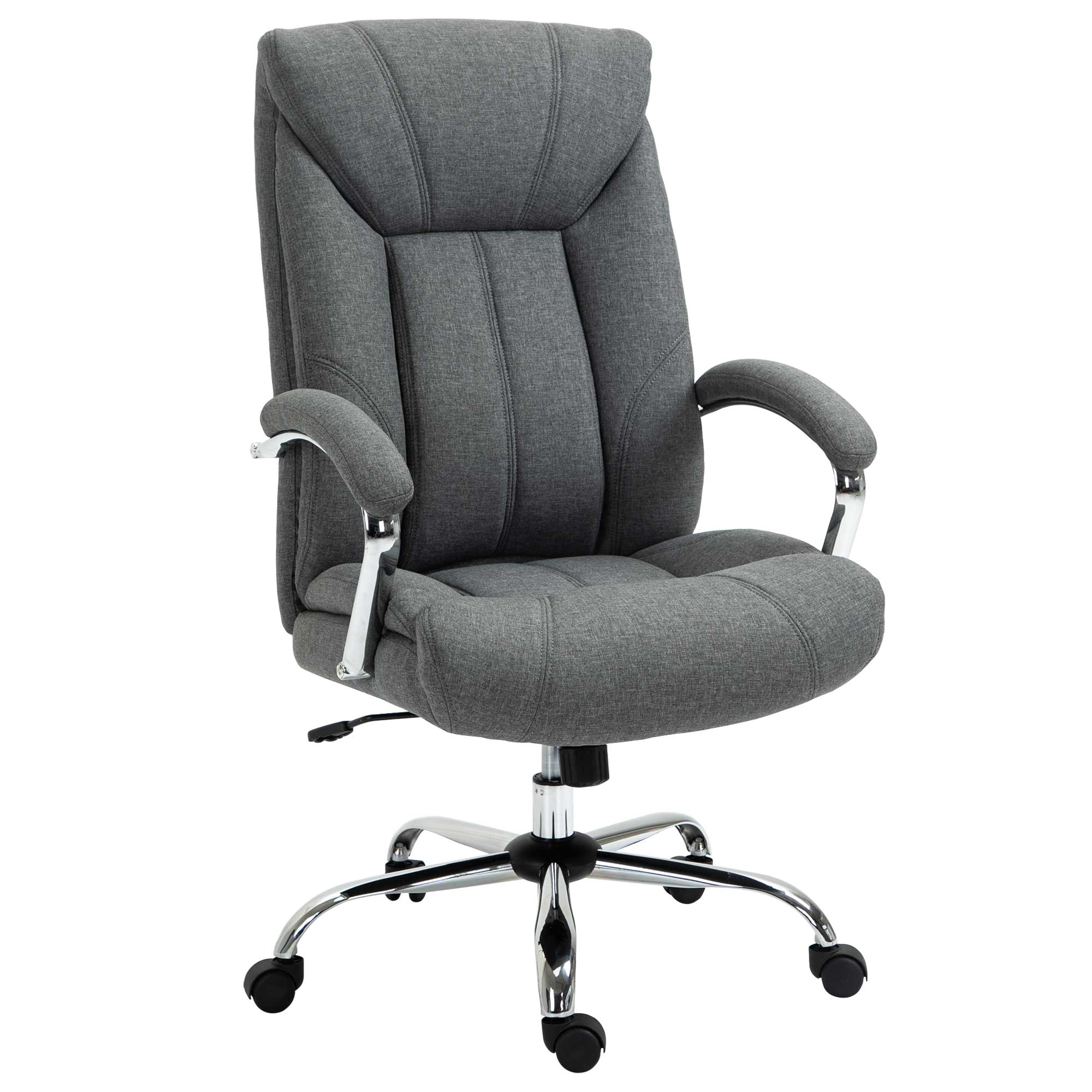 Large Grey Linen Office Chair with Adjustable Height