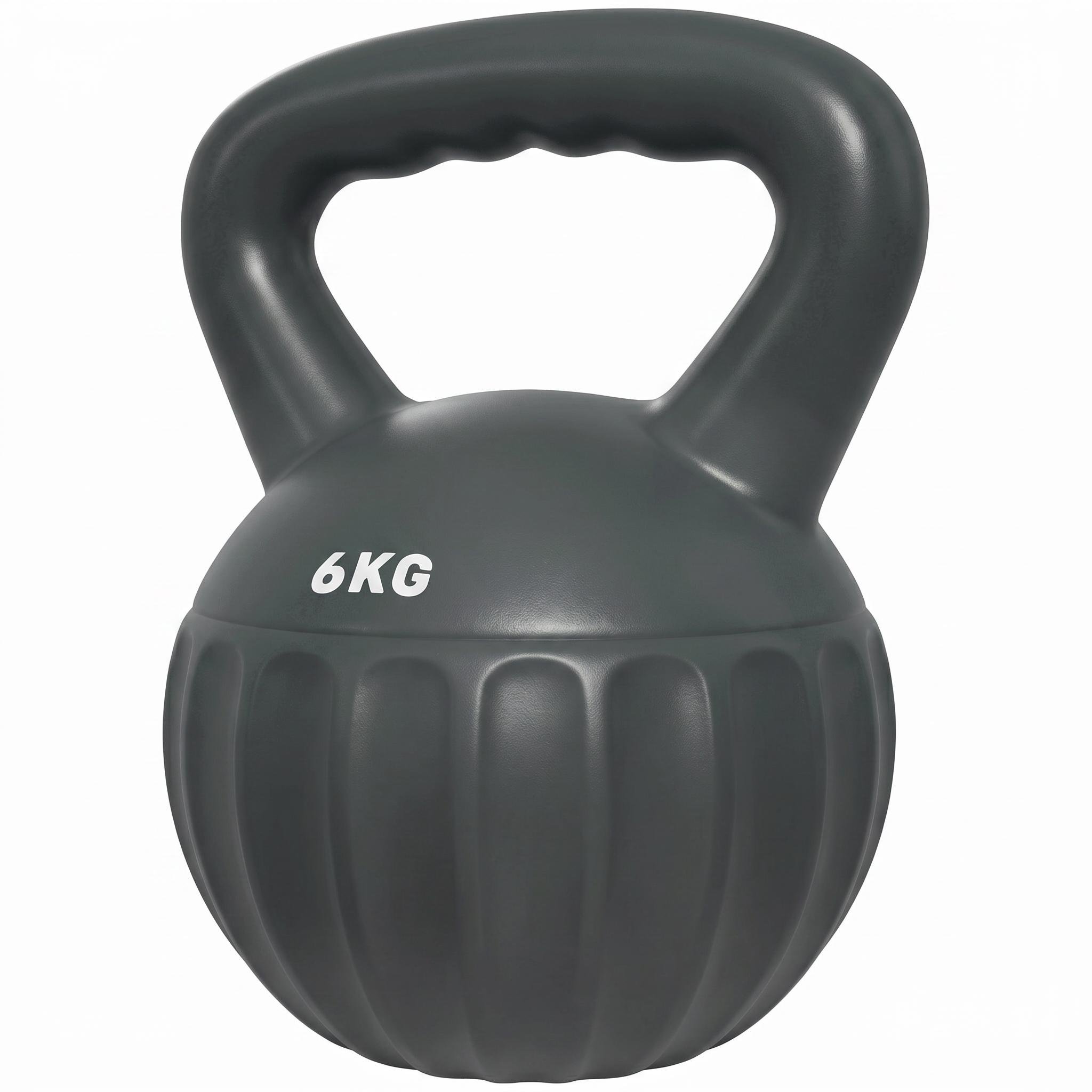 Grey Polypropylene Kettlebell with Anti-Slip Handle, 13 lbs