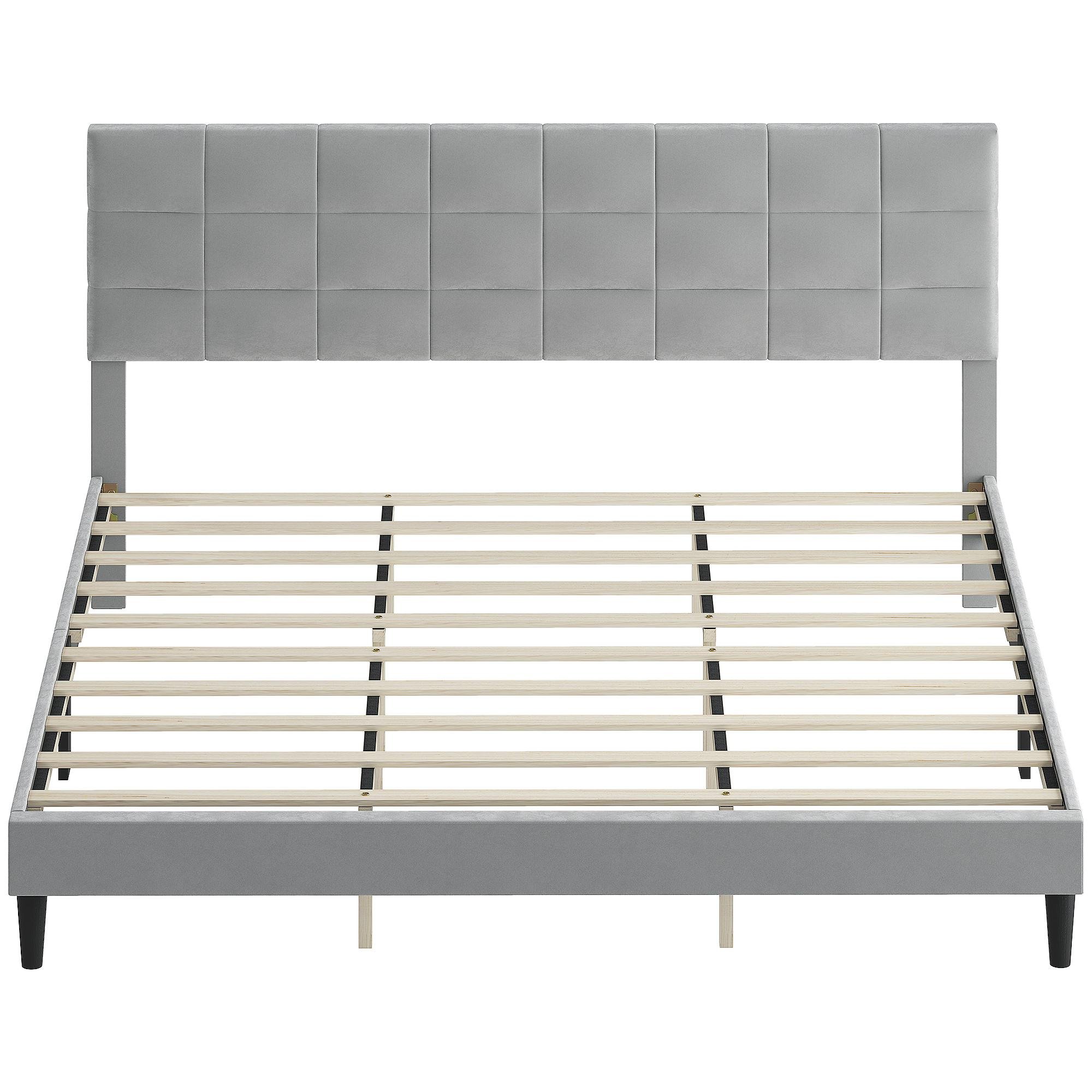 Grey King Upholstered Platform Bed with 1102 lb Capacity