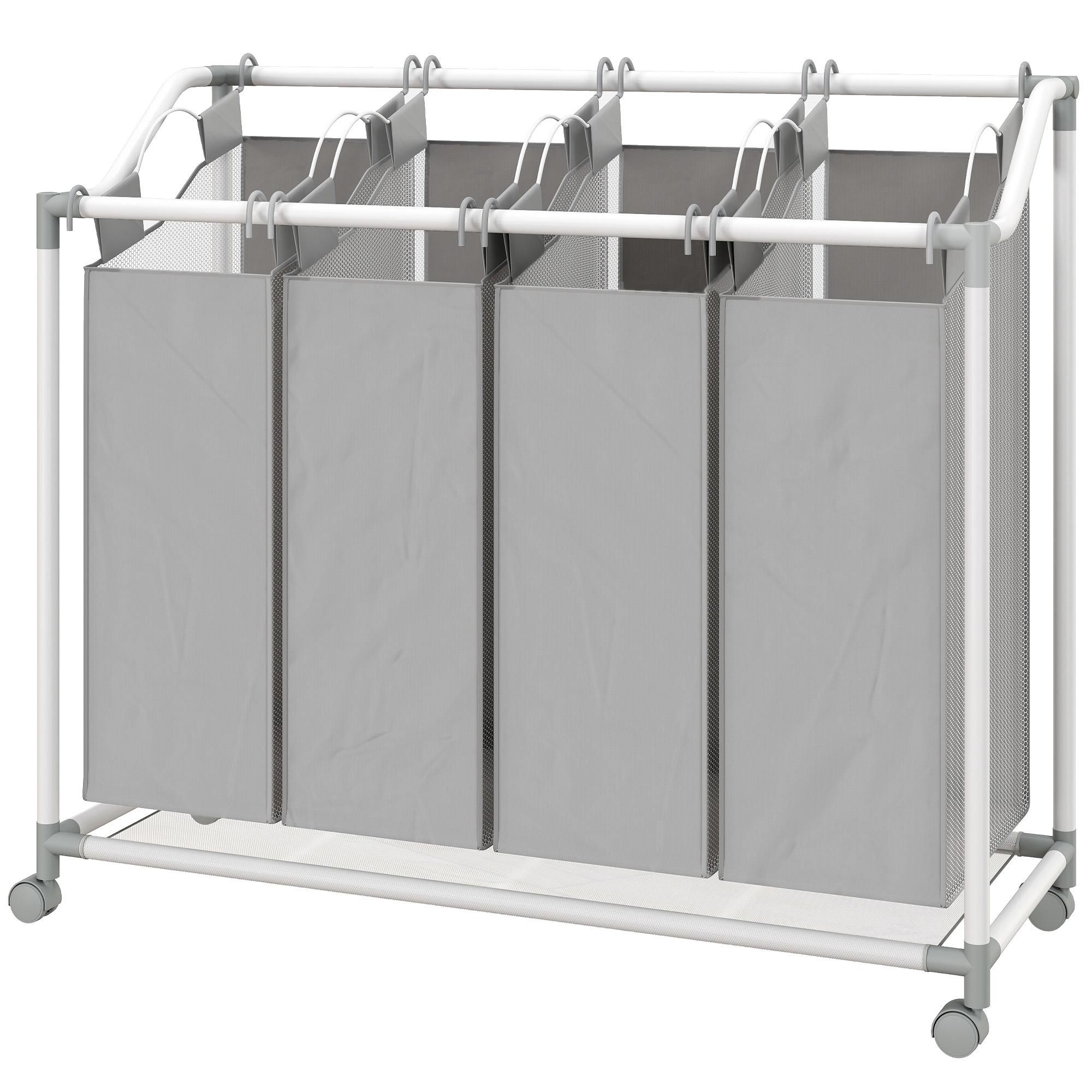 160L Grey Laundry Hamper with Four Removable Bags
