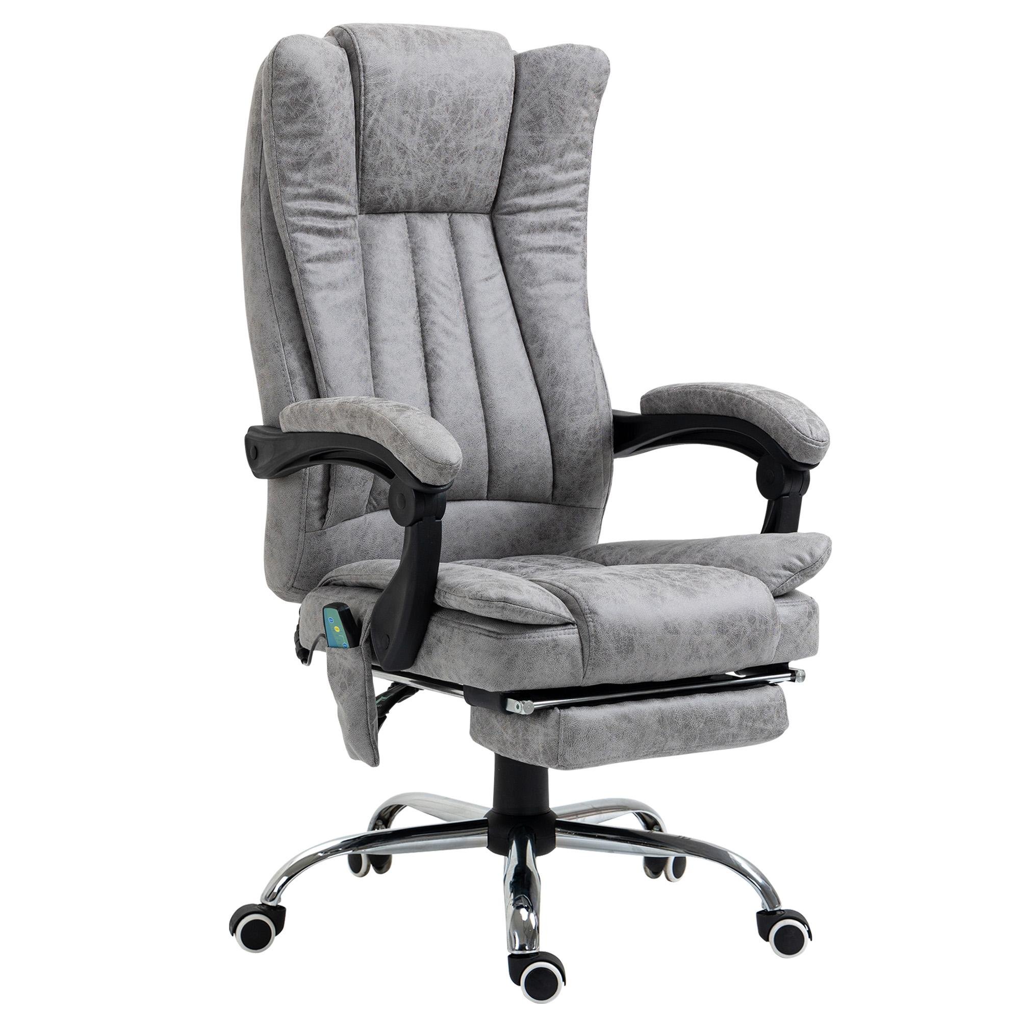 Grey Leathaire Massage Chair with Retractable Footrest