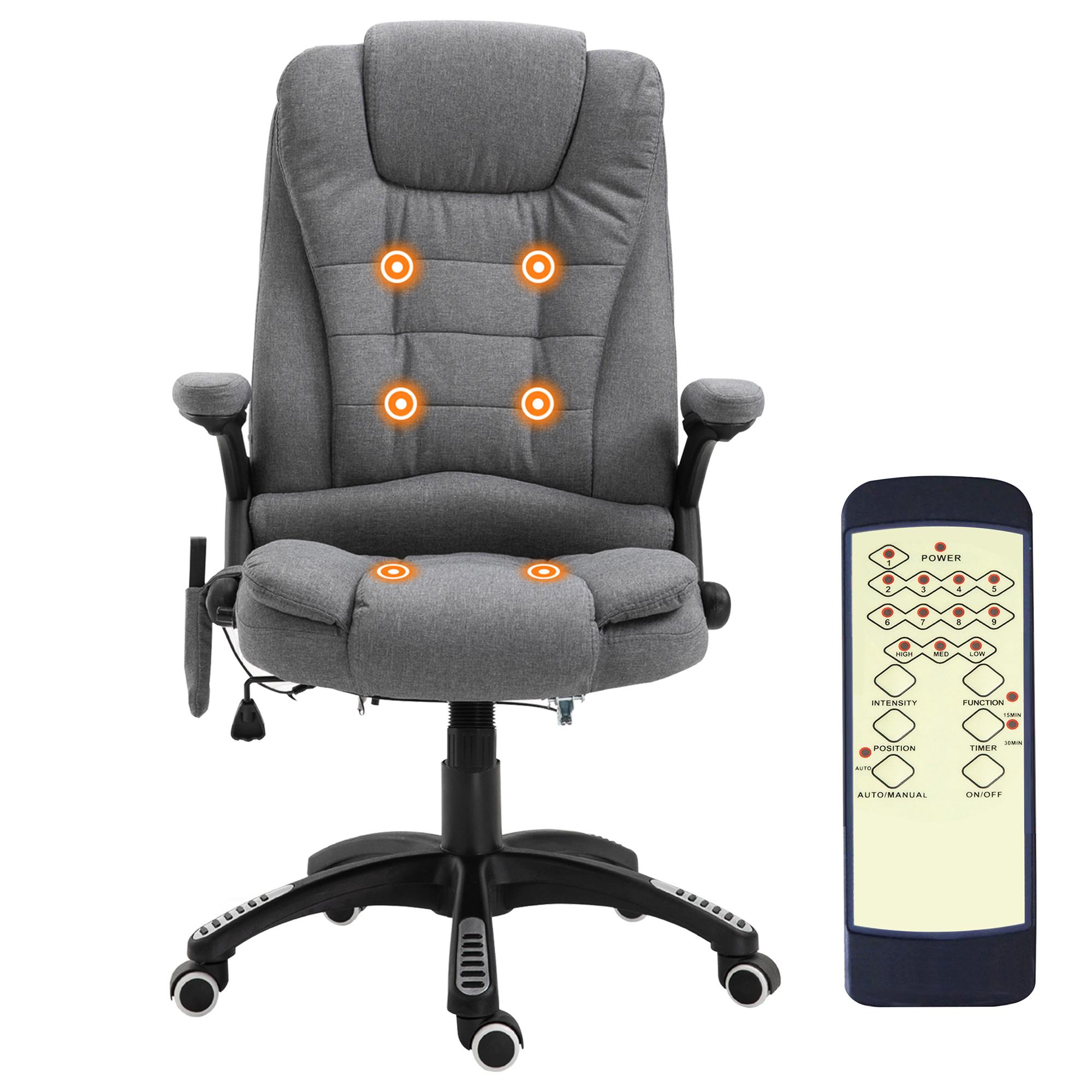 Grey Linen Massage Recliner with Six-Point Massage
