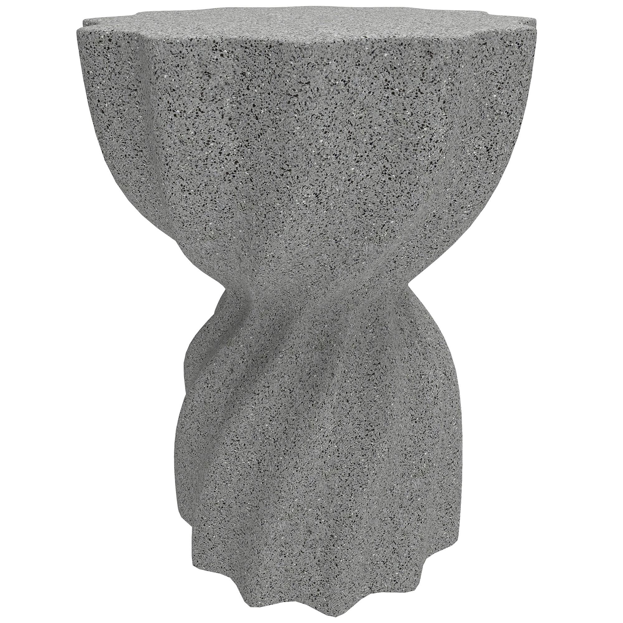 Grey Magnesium Oxide Garden Stool, Spiral Design