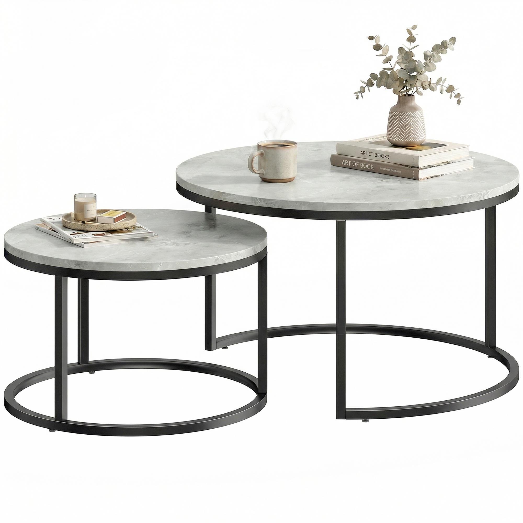 Grey marble effect nesting set for living rooms