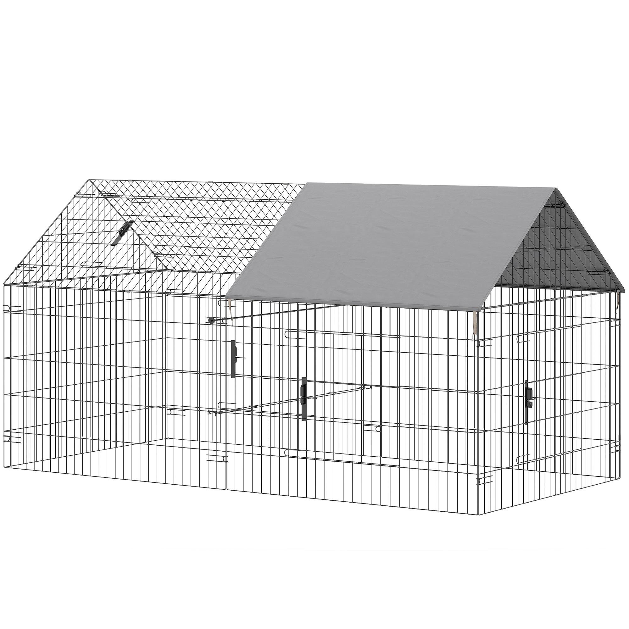 Grey Metal Chicken Coop with Four Doors for 2-3 Hens
