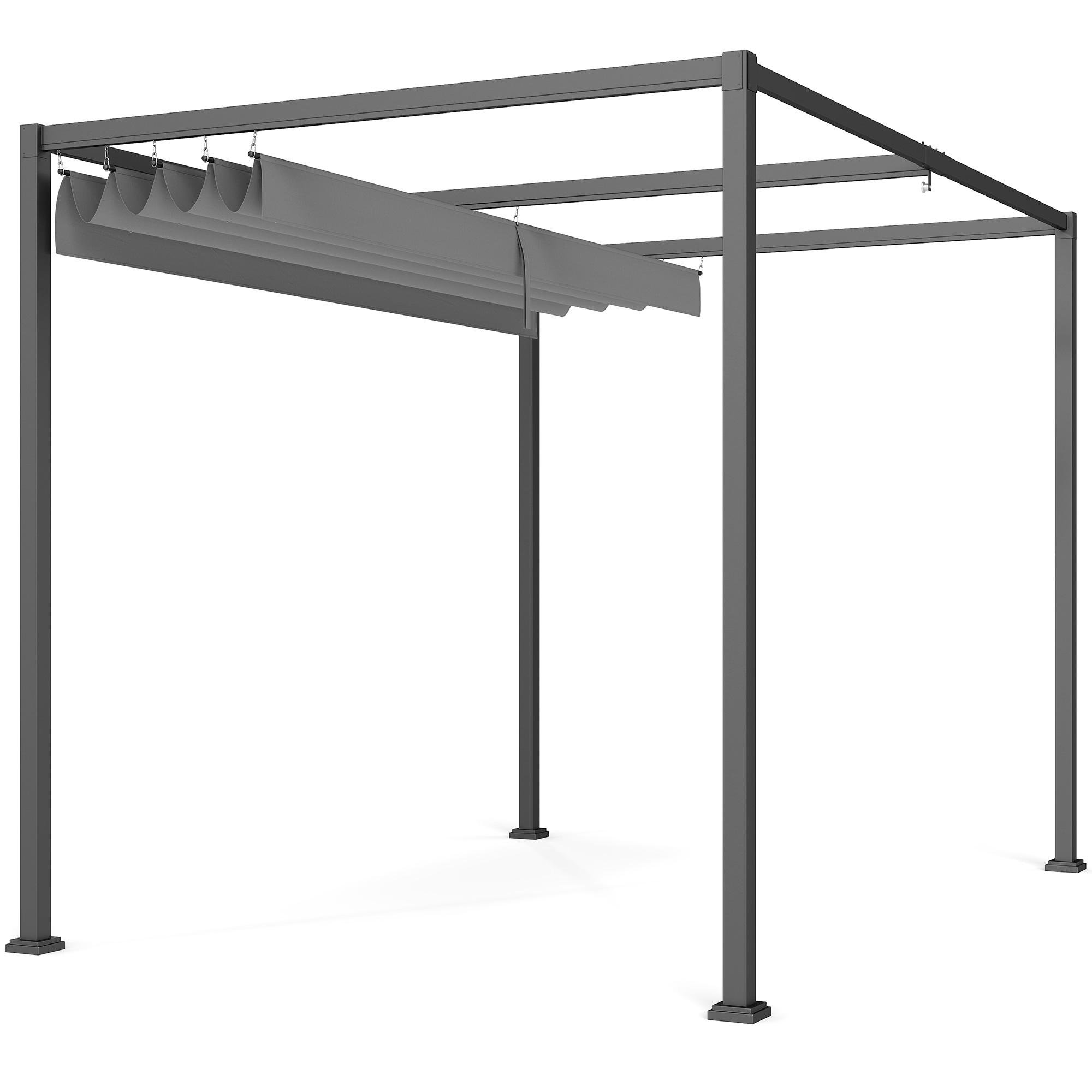 Grey Metal Pergola with Retractable Canopy