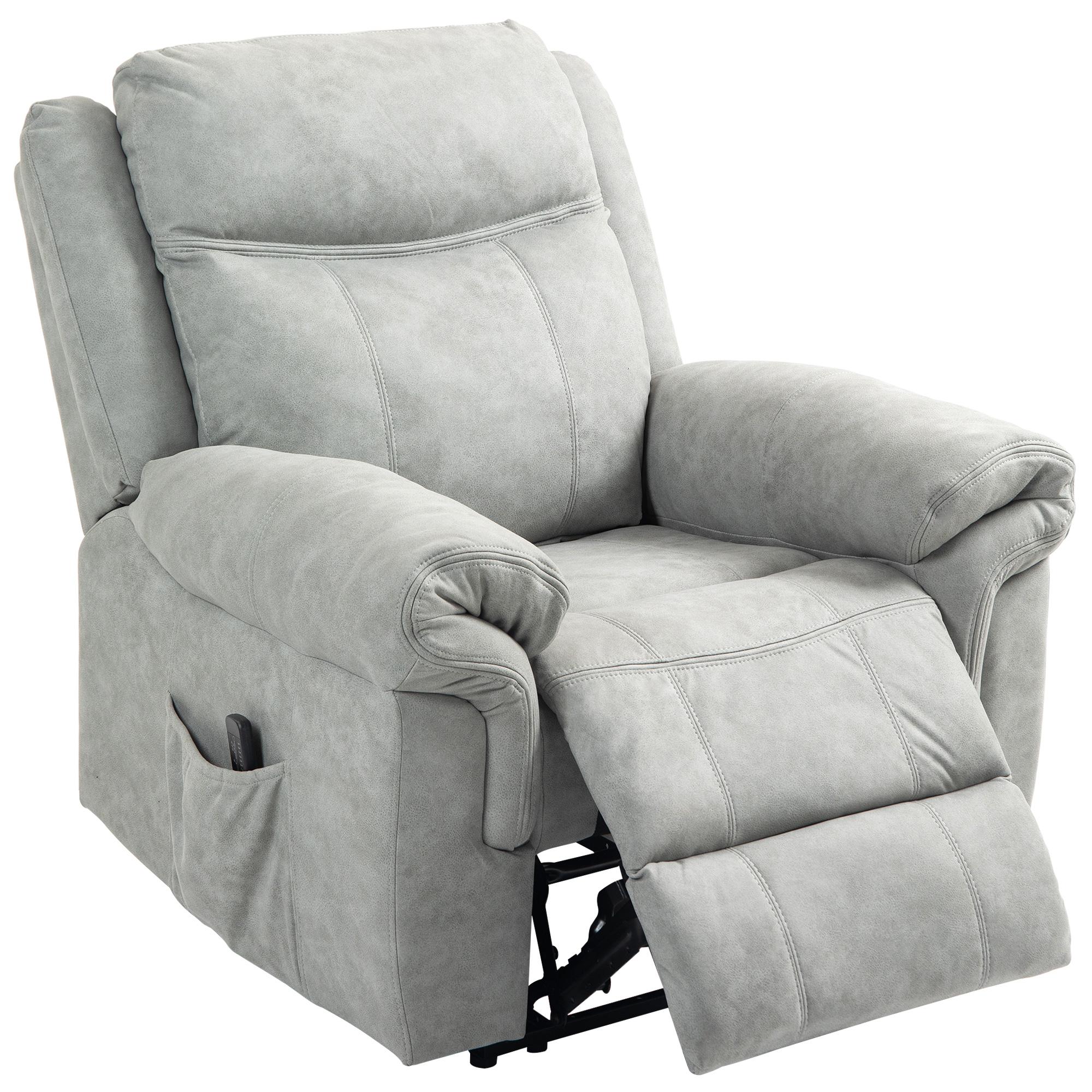 Grey Microfibre Massage Recliner with 135° Manual Recline