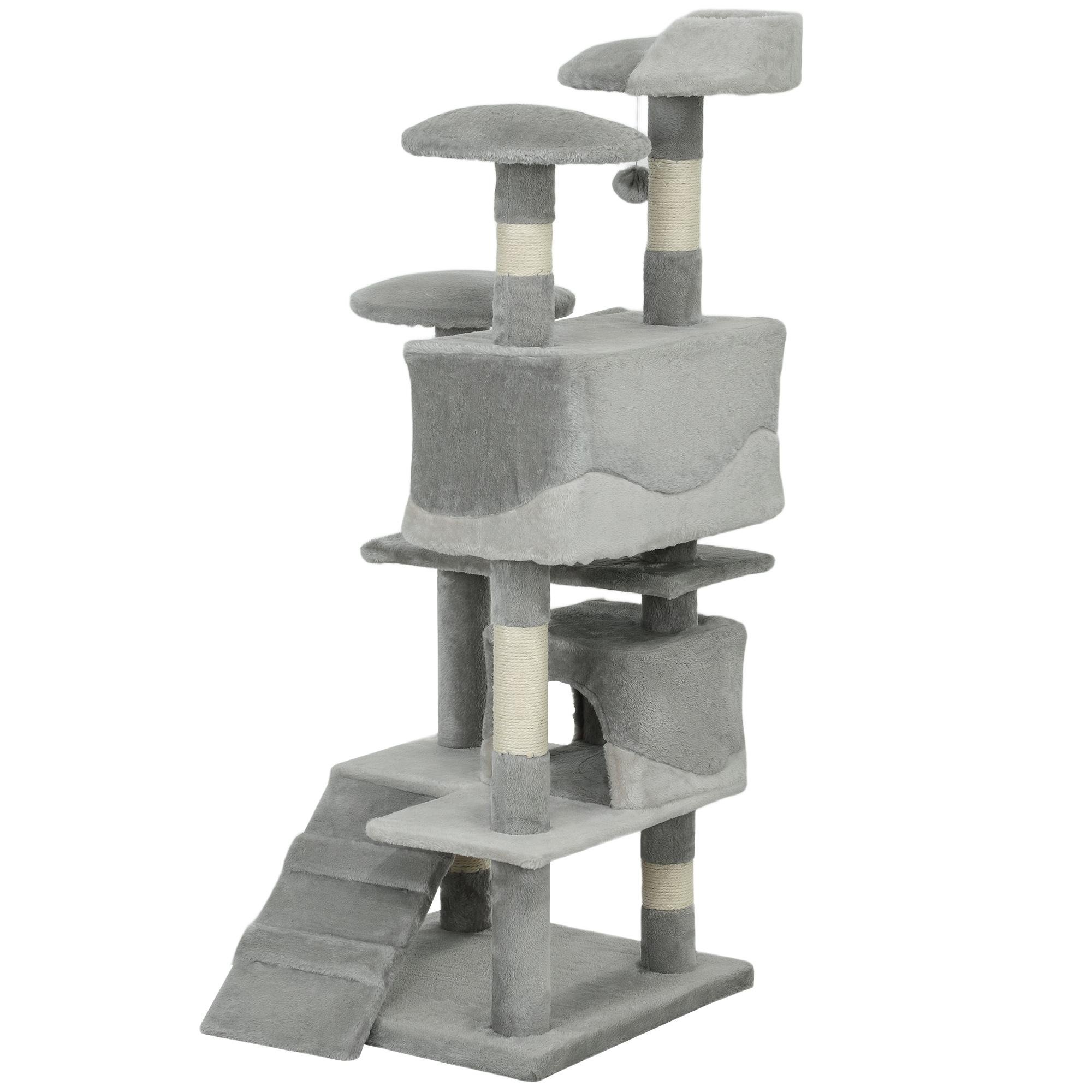 53 inch grey cat tree with Two Condos and Perches