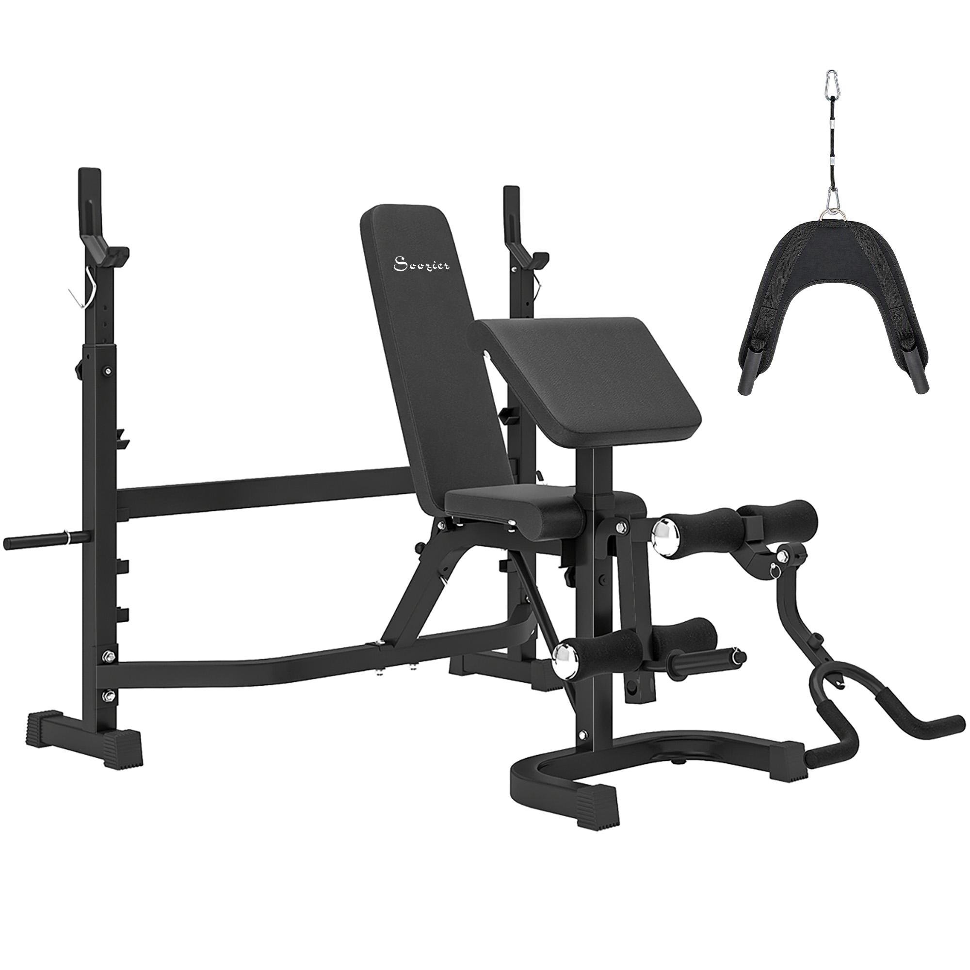 Grey Multifunction Weight Bench with Adjustable Rack