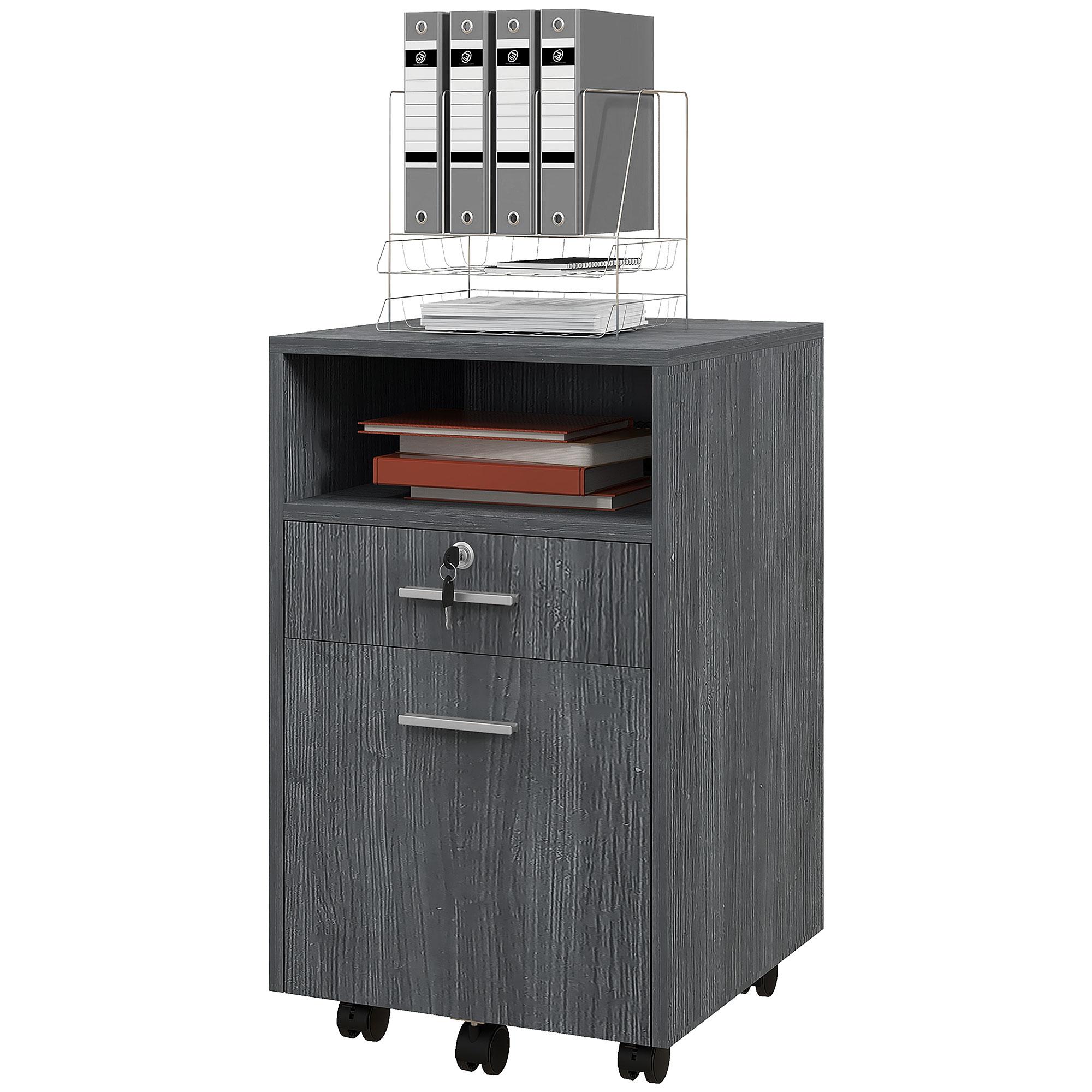 Grey lockable office cabinet with A4 file storage