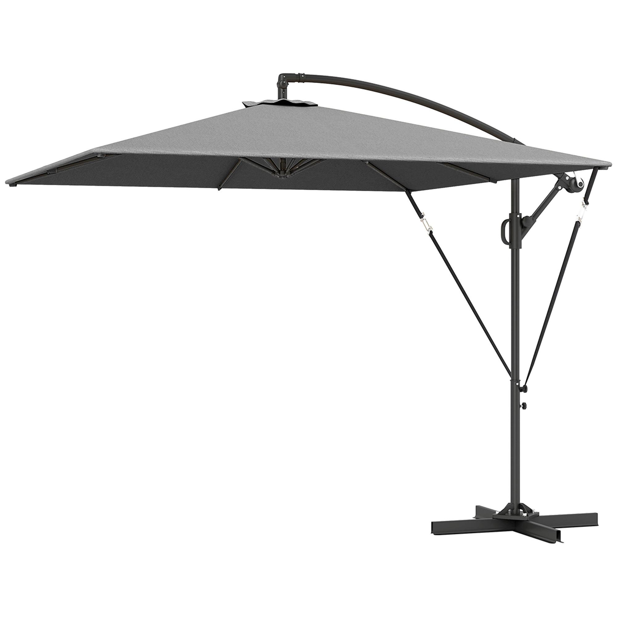 295 cm Grey Offset Umbrella with UPF 50+ Shade