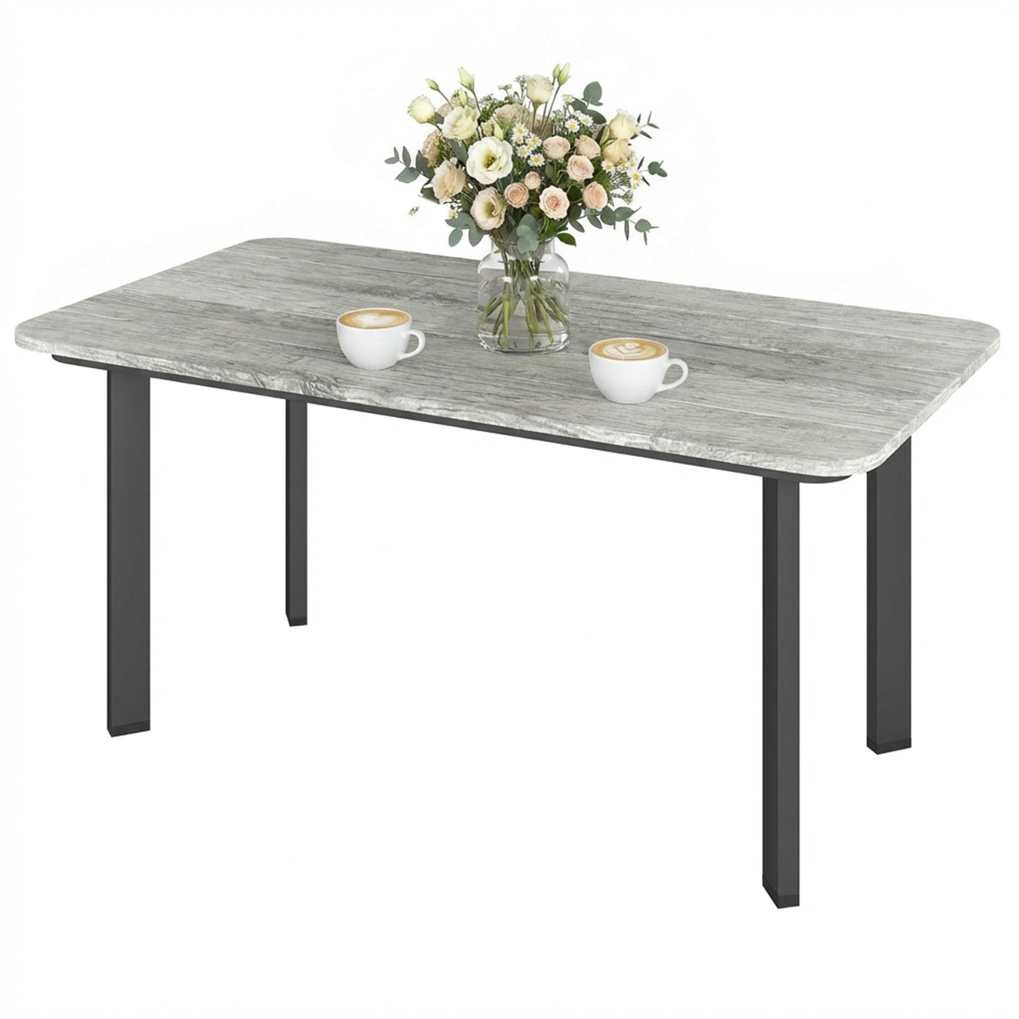 Grey Composite Patio Table, Slatted Top, 35.4 in