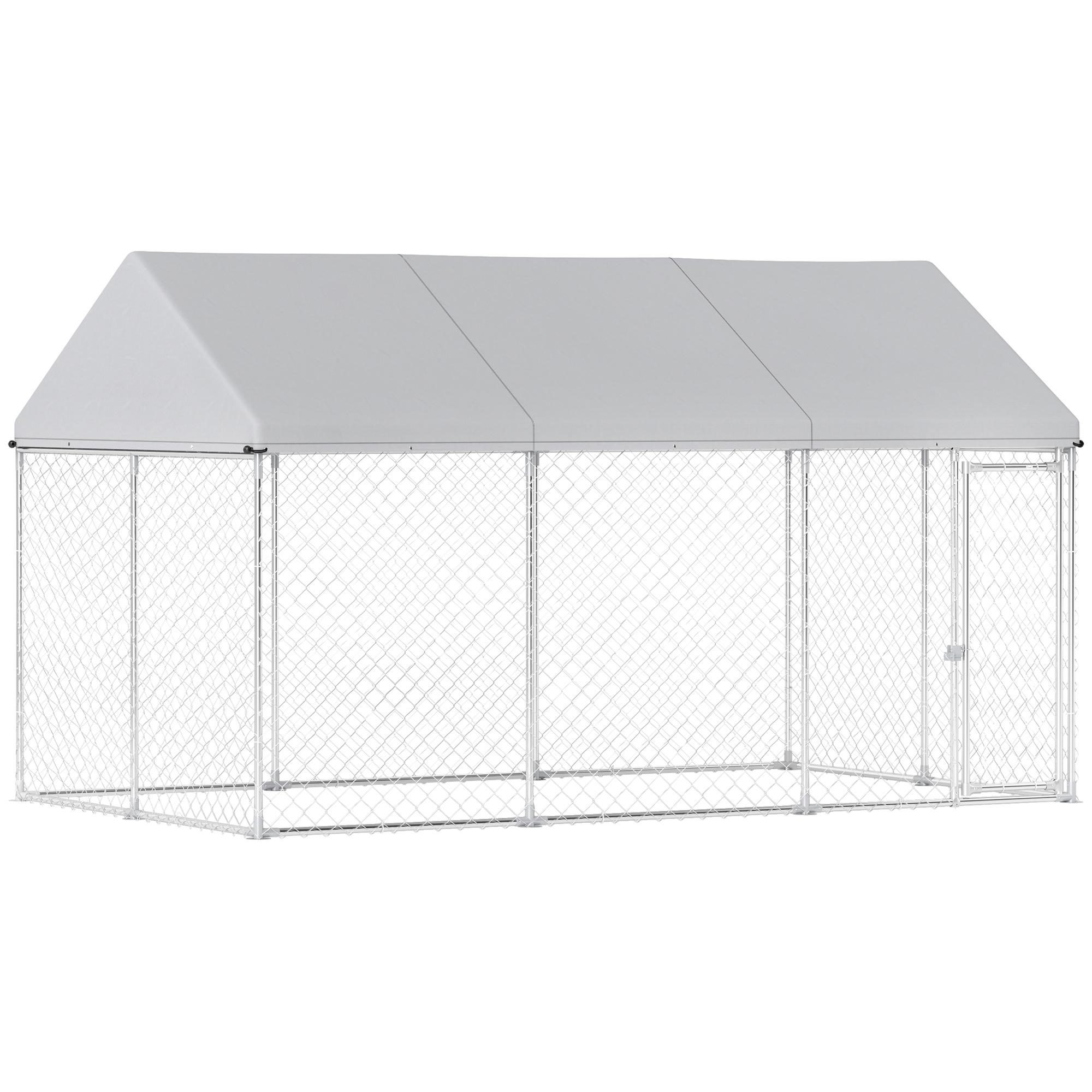 Grey 400 cm Dog Kennel with Roof for Backyard