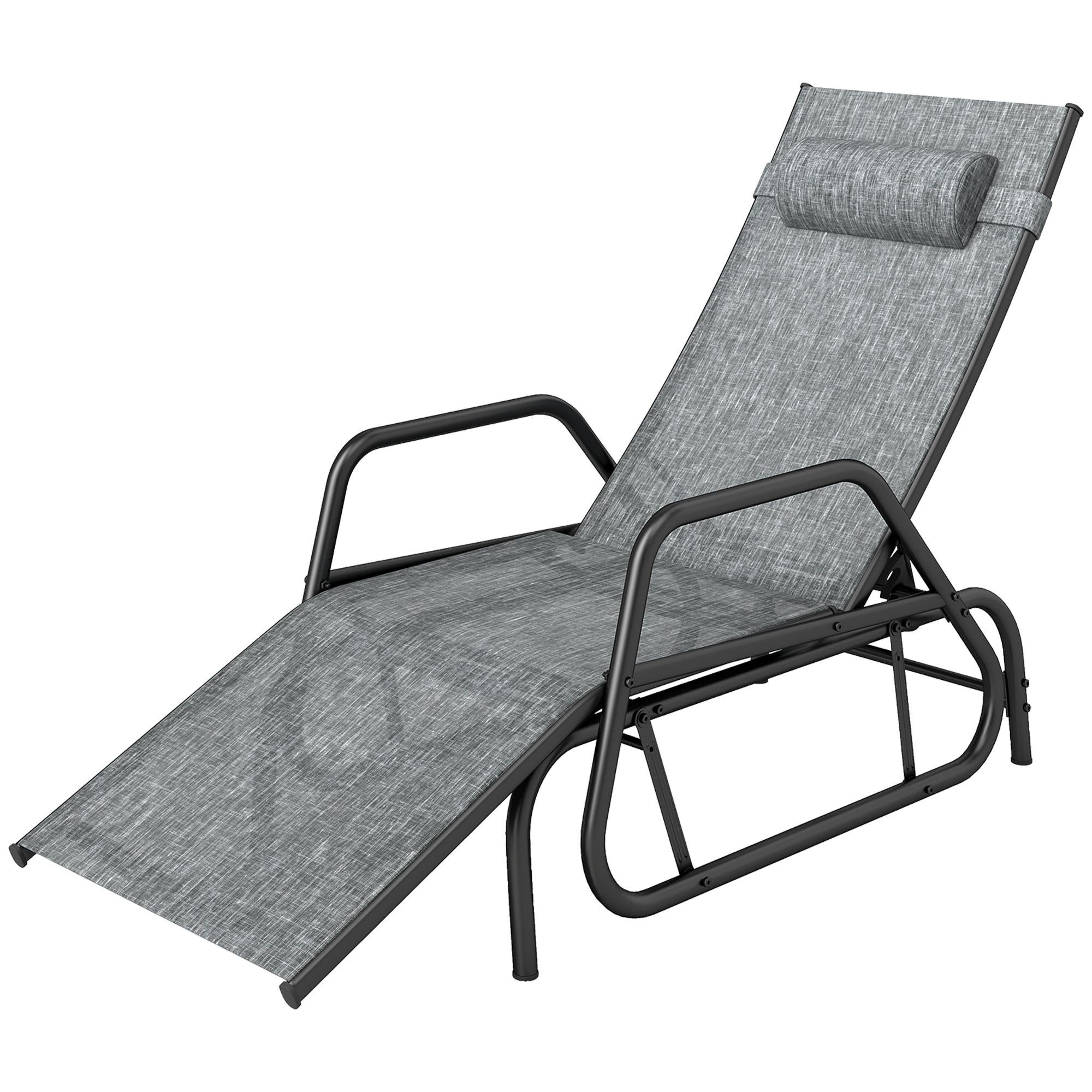 Grey Gliding Sun Lounger with 3-Position Recline