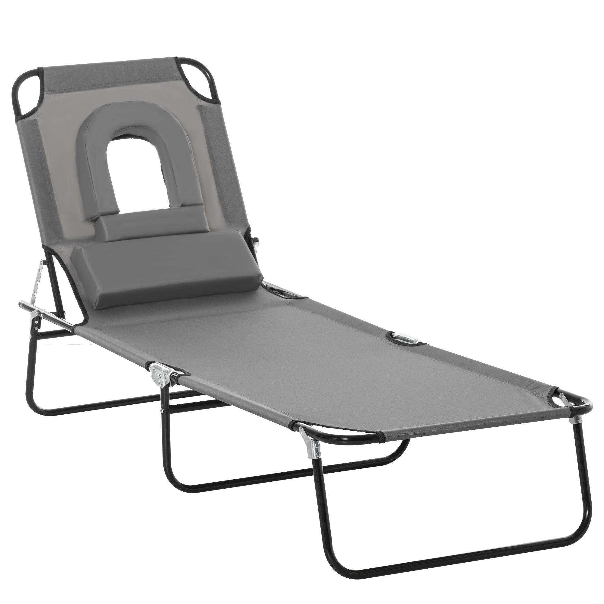 Grey Face Hole Lounger with Adjustable Backrest