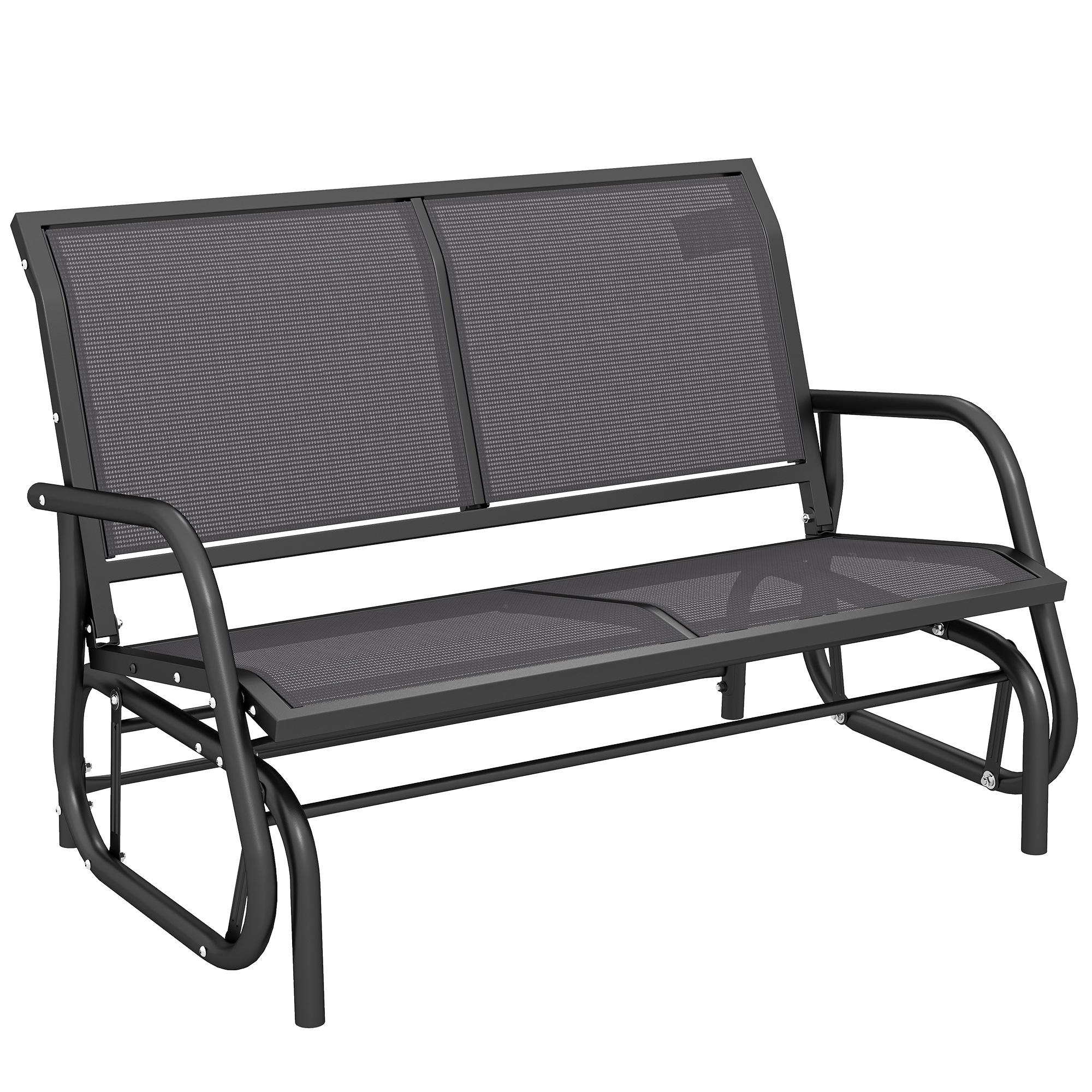 Grey Steel Glider Bench with Sling Fabric for Two