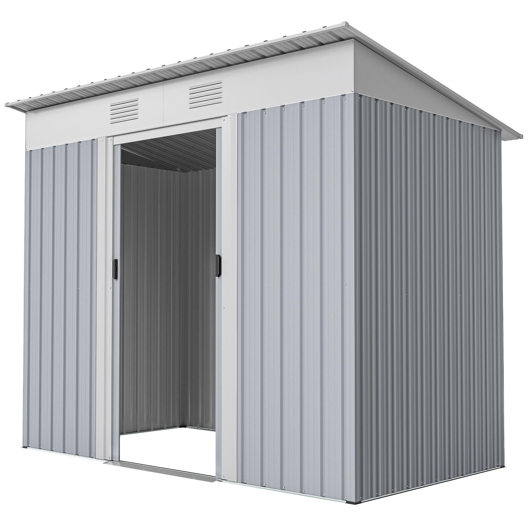 7 x 3.6 Grey Shed with Lockable Sliding Doors