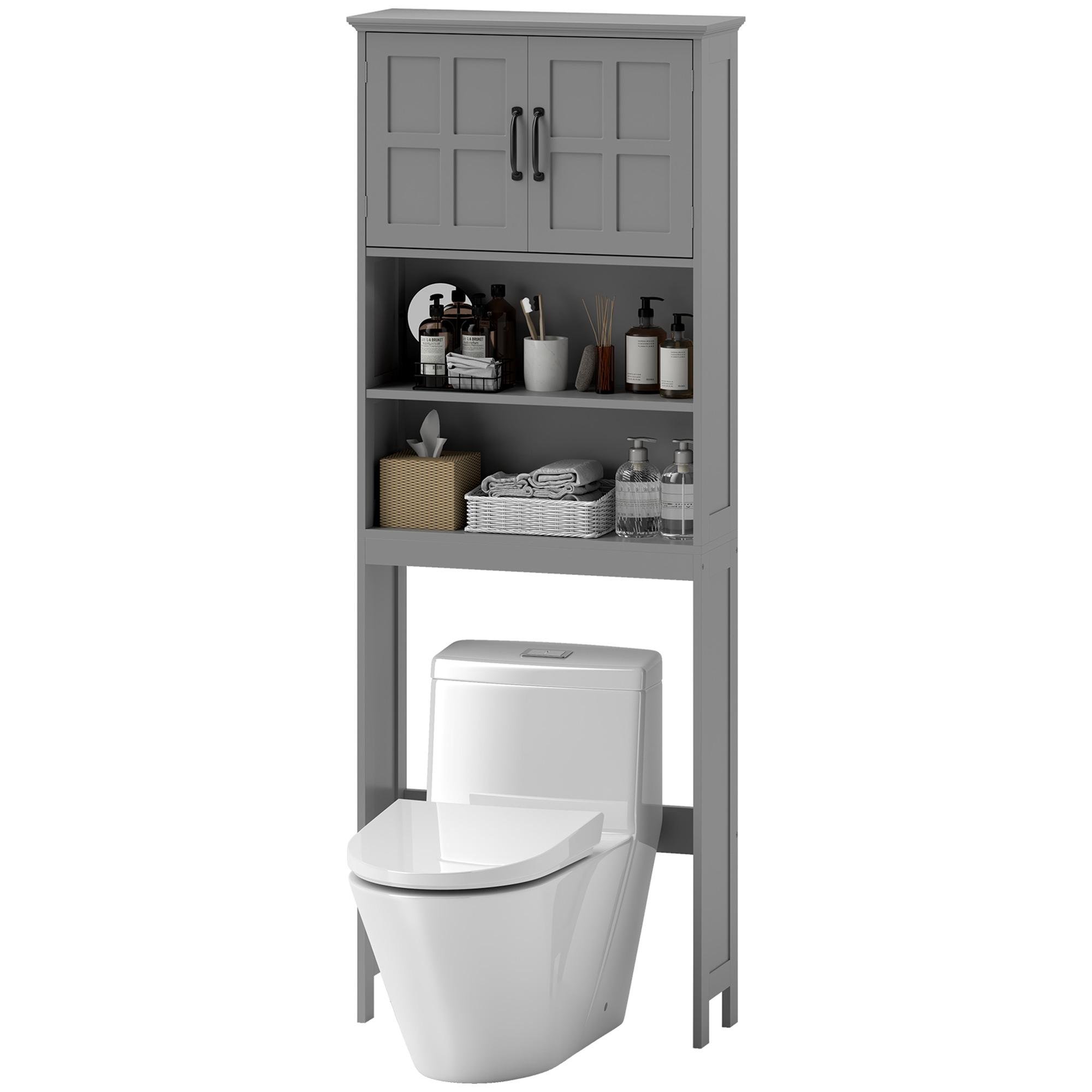 Grey Recessed Door Toilet Storage Cabinet with Adjustable Shelf