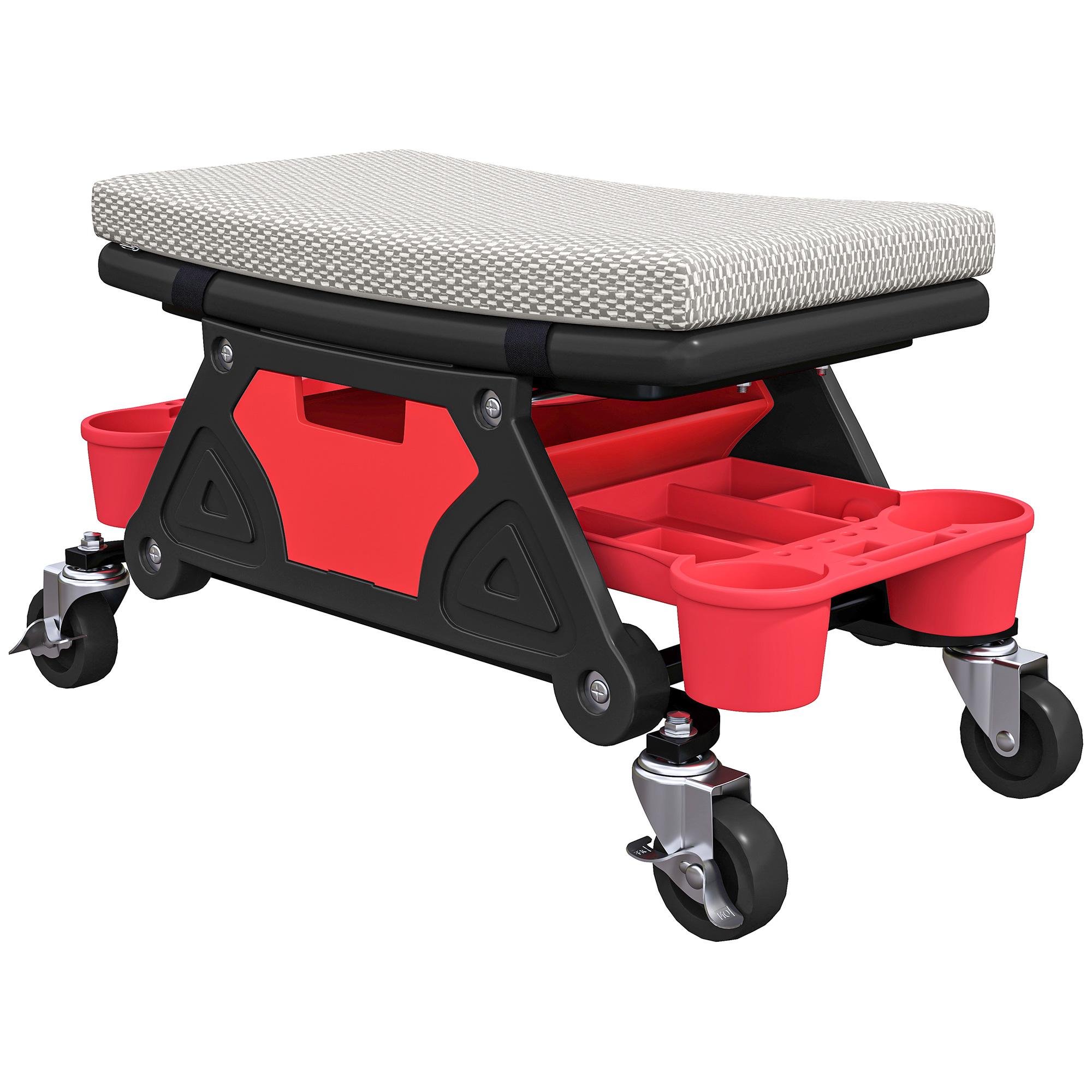 Grey 300 lb Mechanic Stool with Padded Seat for Garage Tasks