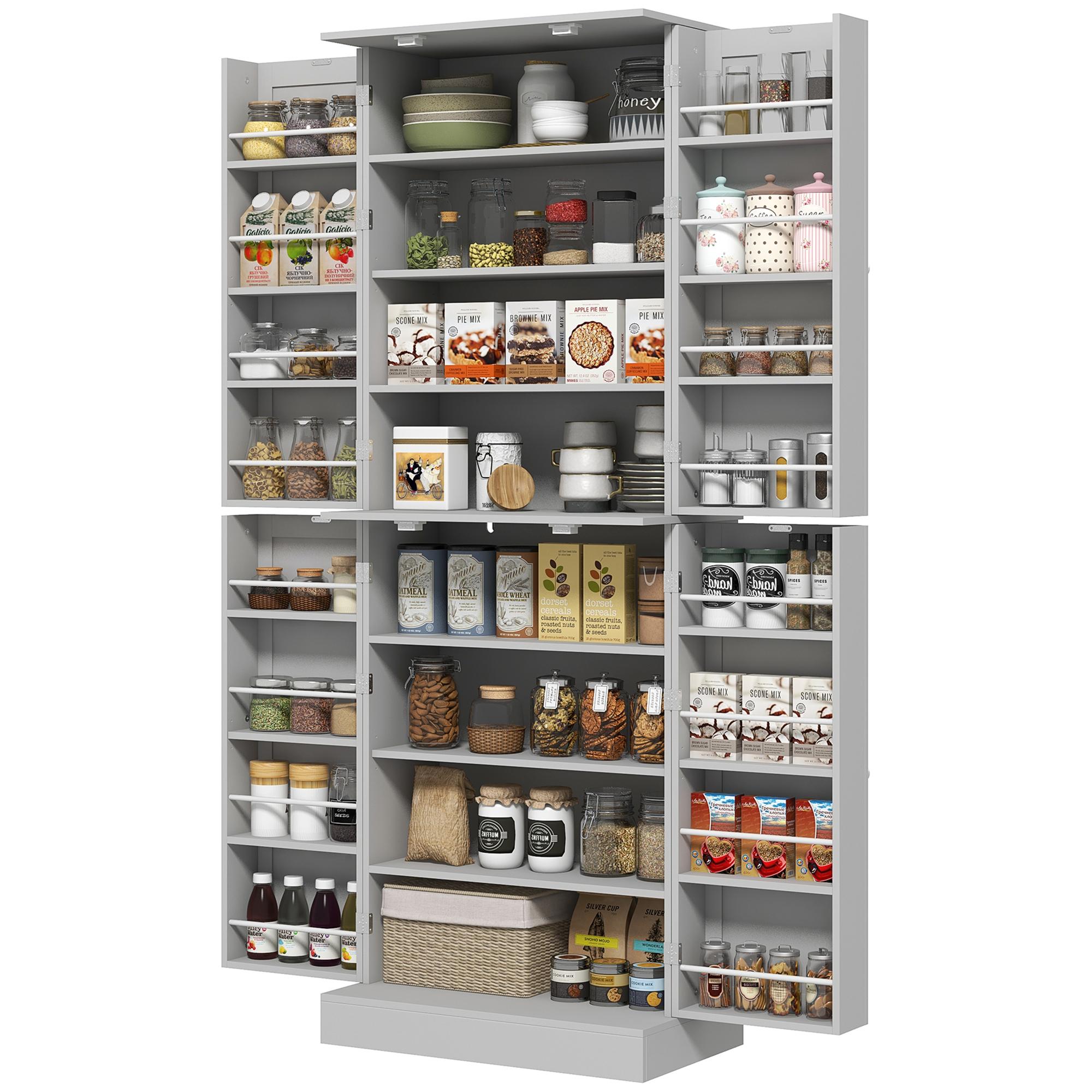 Grey 16 Rack Pantry Cabinet with Adjustable Shelves