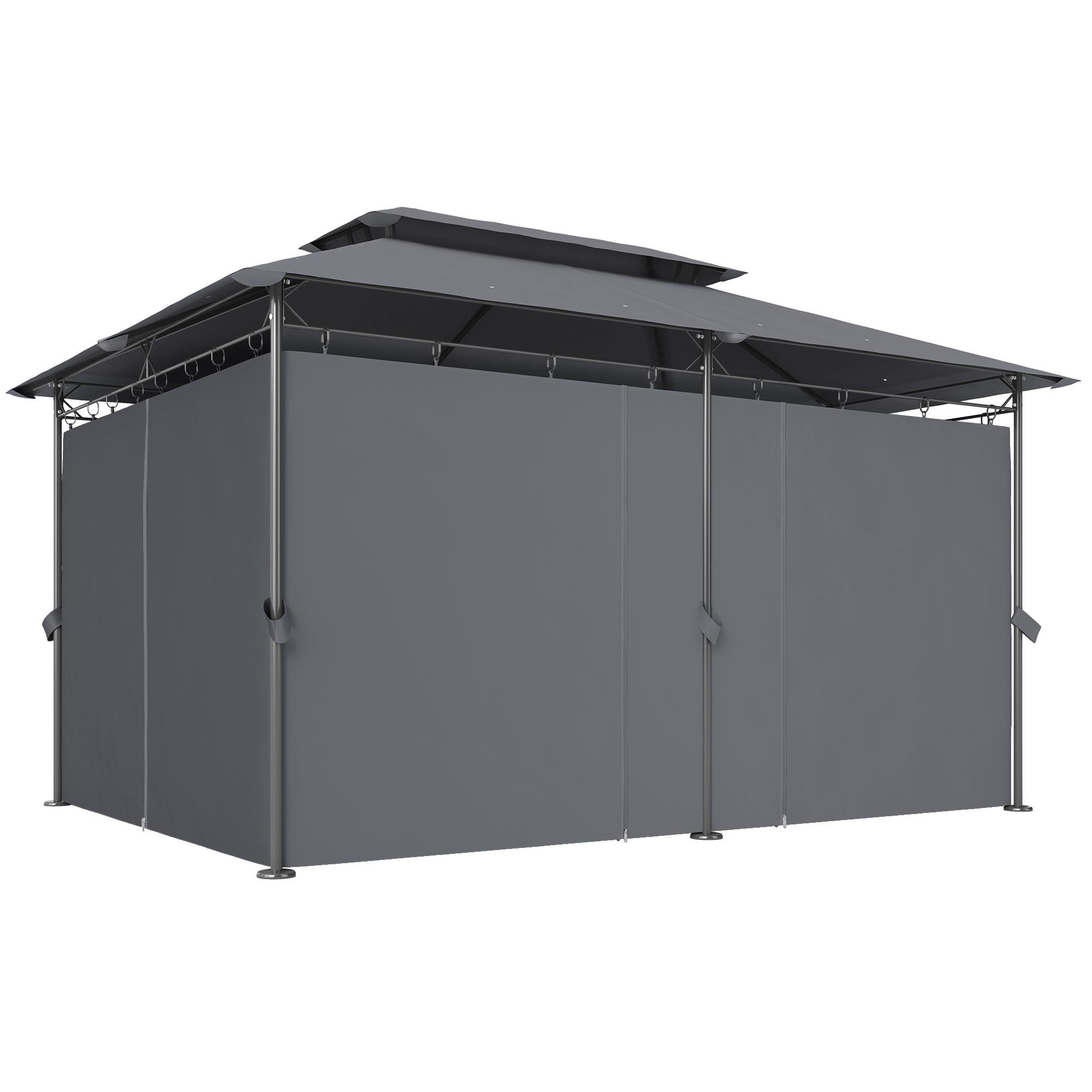 Grey 10x13 Patio Gazebo with Two-Tier Roof
