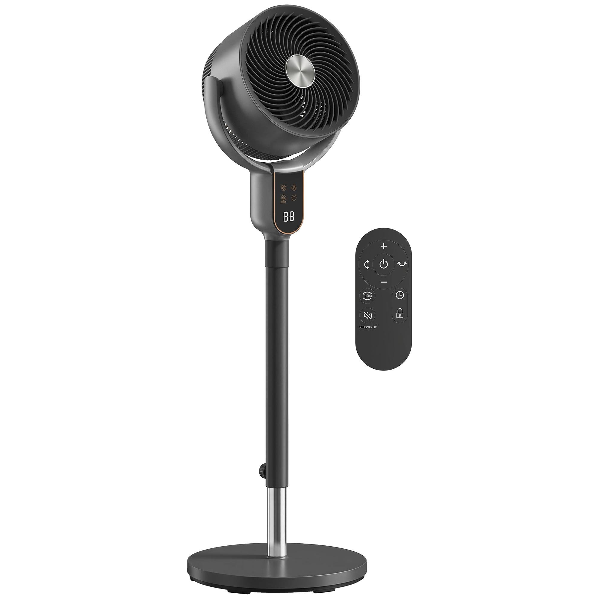 Grey 3D Pedestal Fan with 8 Speeds