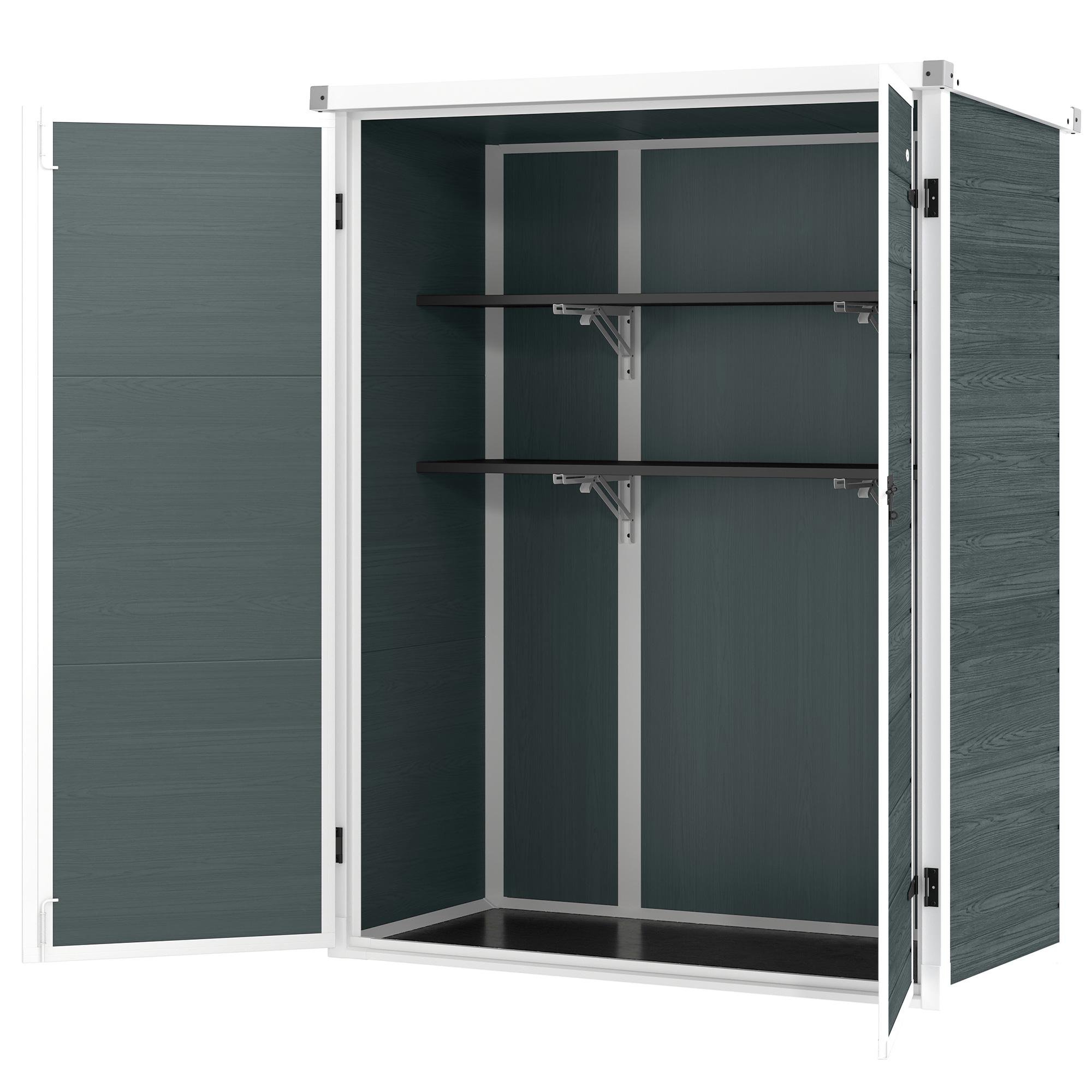 52.8 inch grey plastic shed with foldable shelves