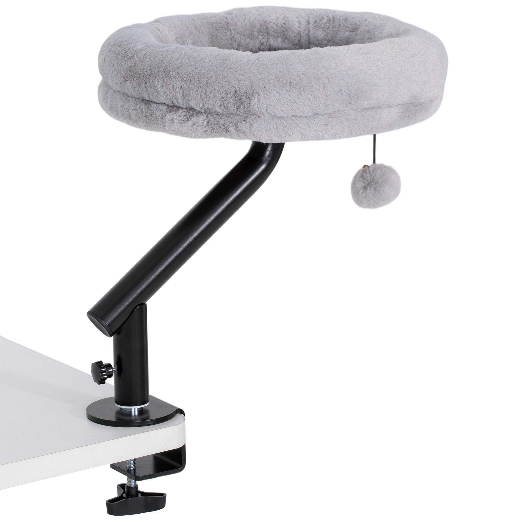 Grey Rotatable Cat Desk Bed with Adjustable Height