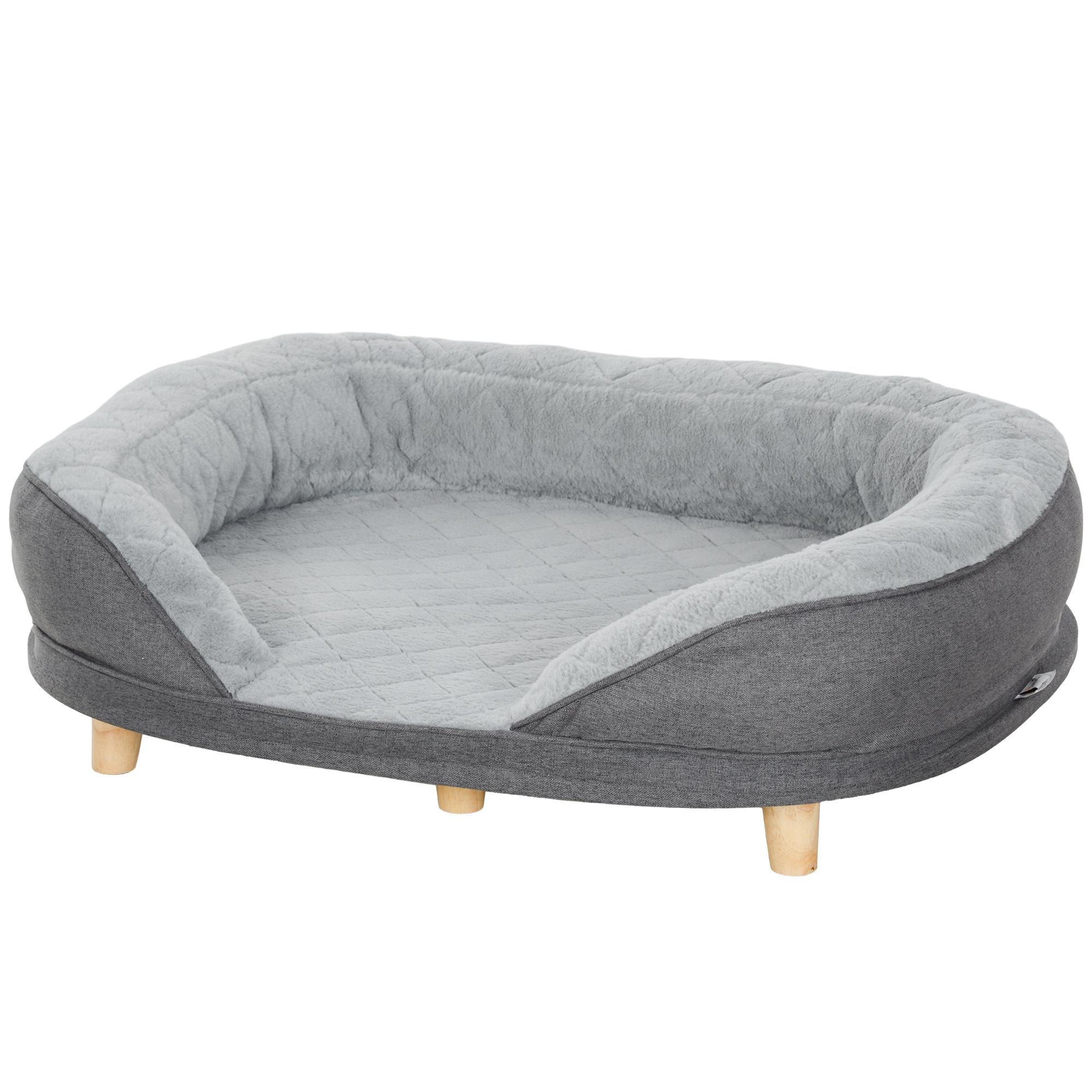 Grey polyester dog sofa with washable cover for large dogs