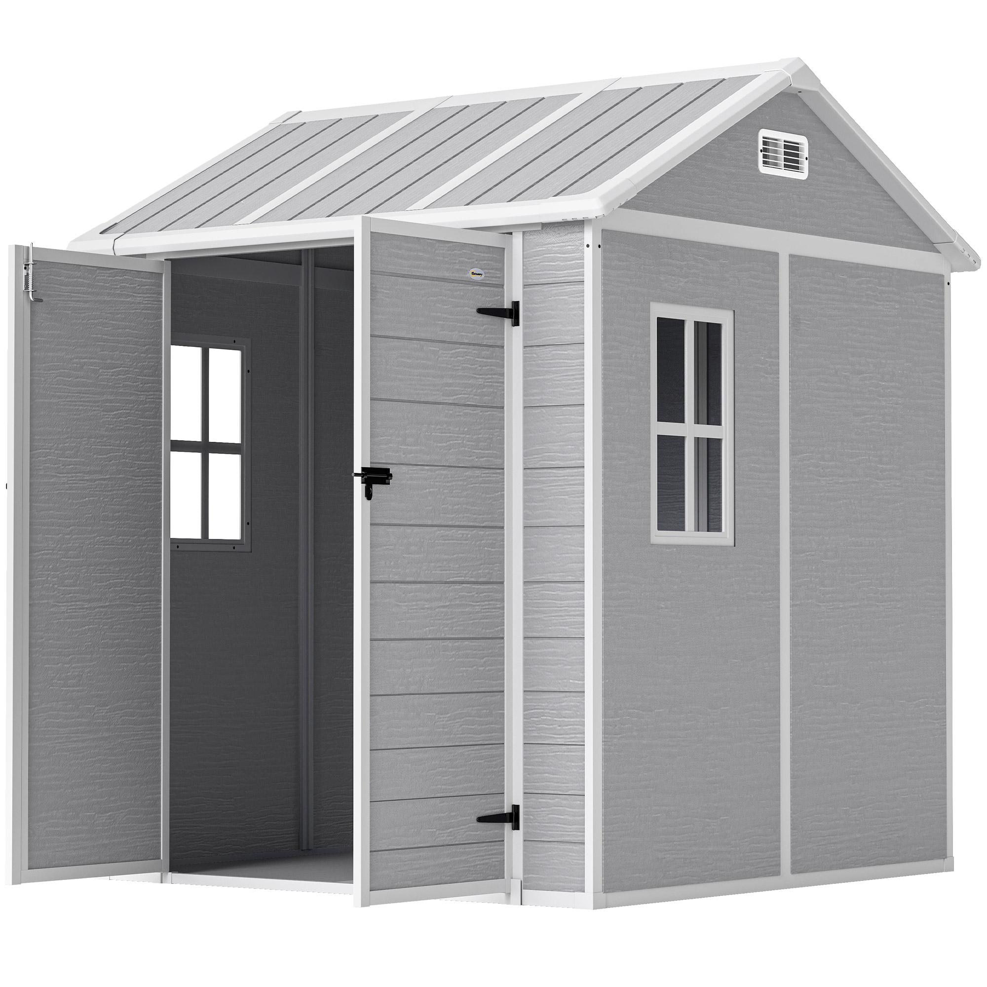 6x6 Grey Polypropylene Shed with Floor and Lockable Doors