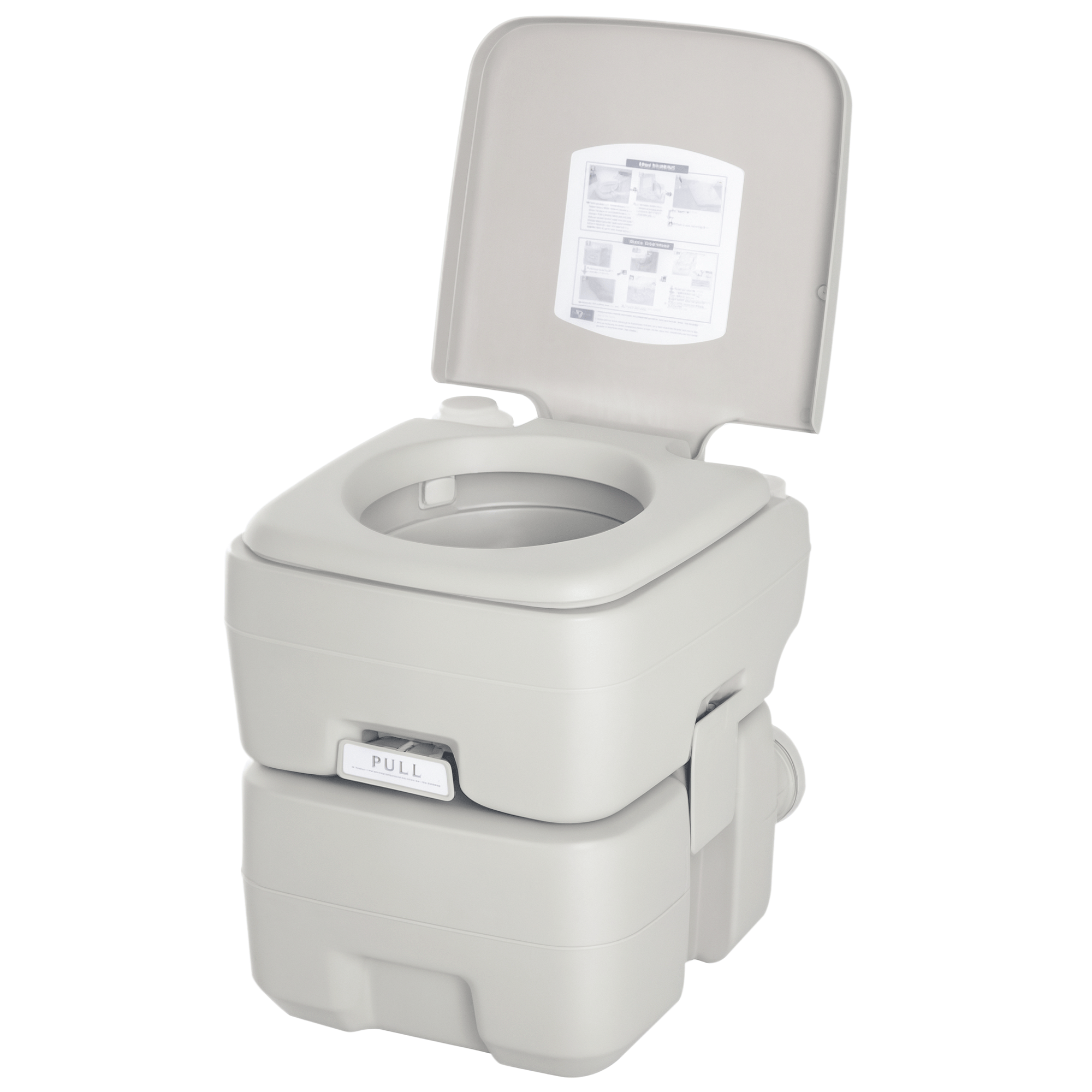 grey 5.3 gallon camping toilet with detachable tanks