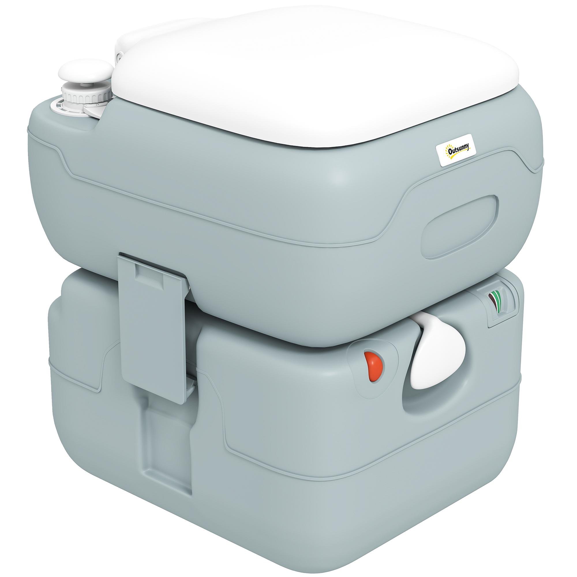 HDPE Grey Camping Toilet with Level Indicator, 5.75-Gal Tank