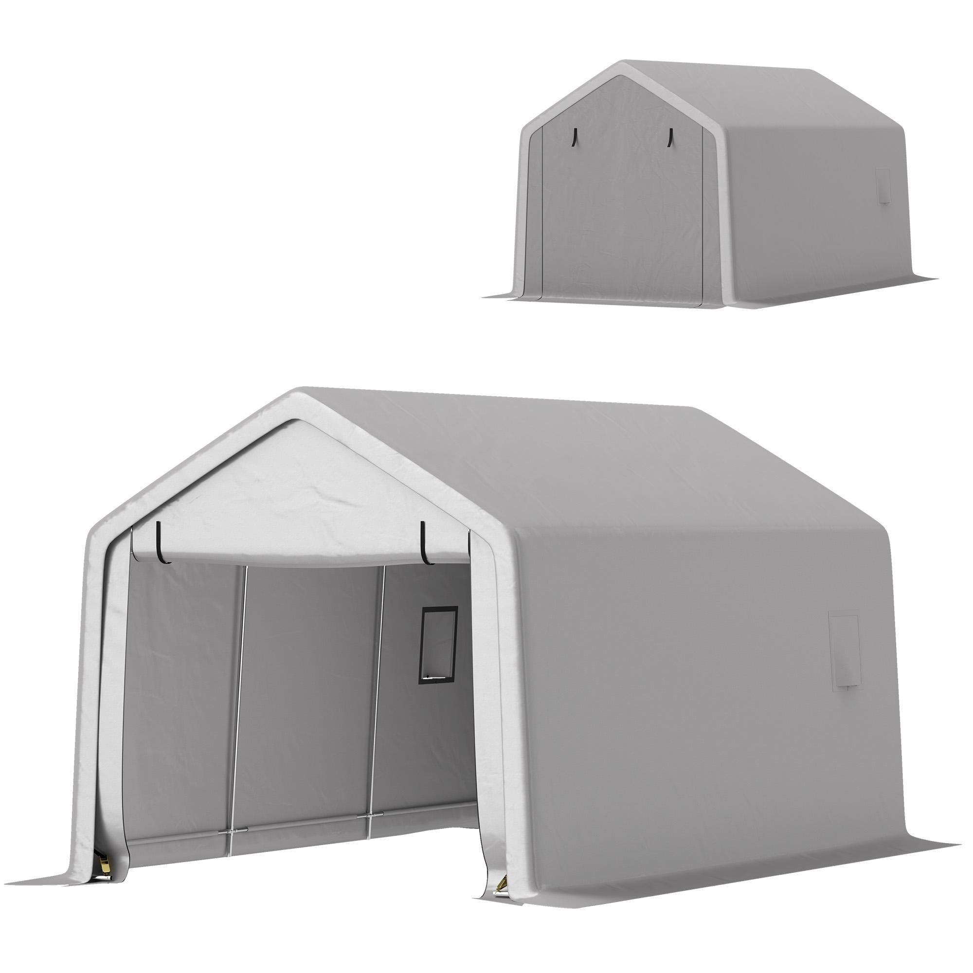 10 x 17 Grey Carport with Roll-Up Zipper Door