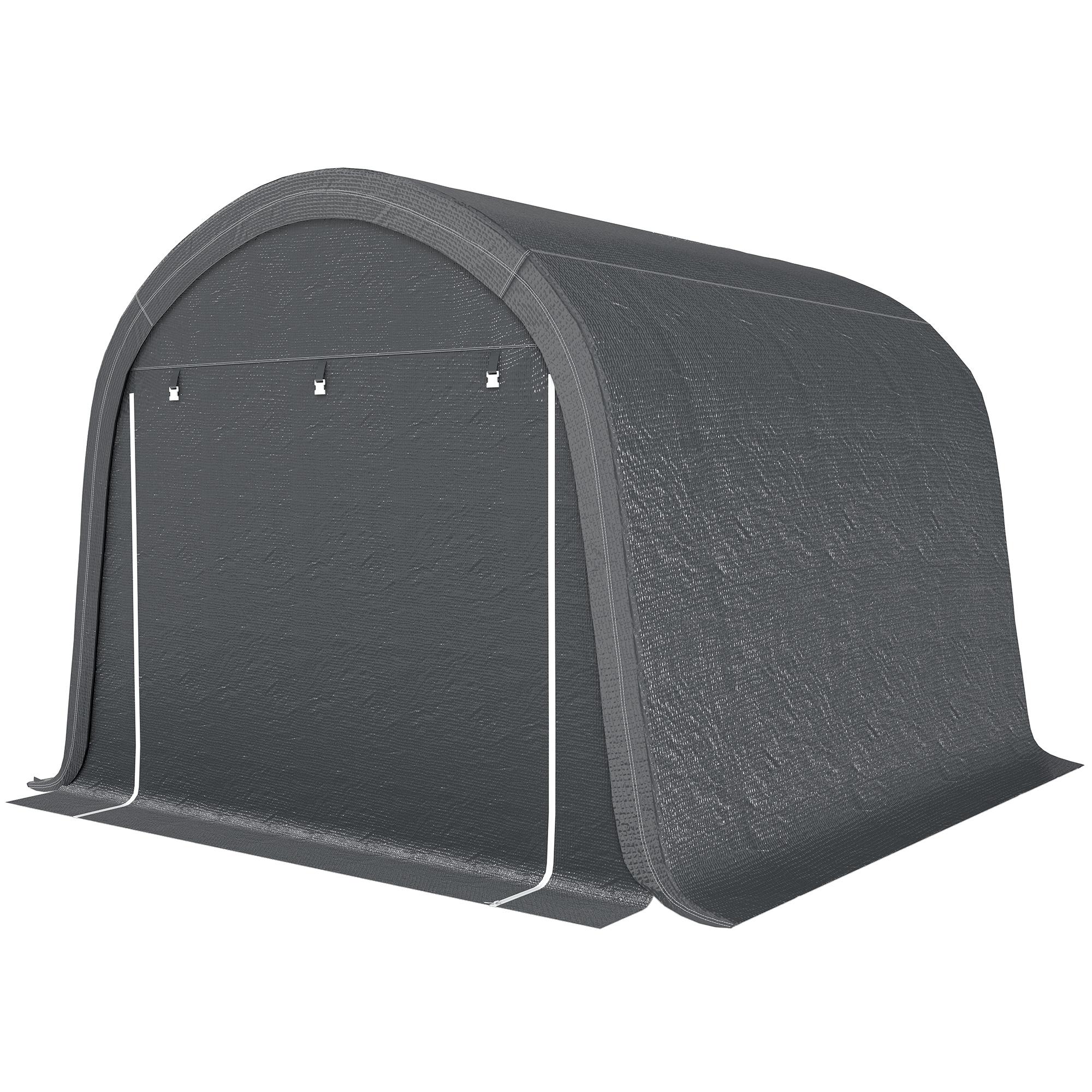 Grey 10 x 10 Shed with Two Roll-Up Zipper Doors