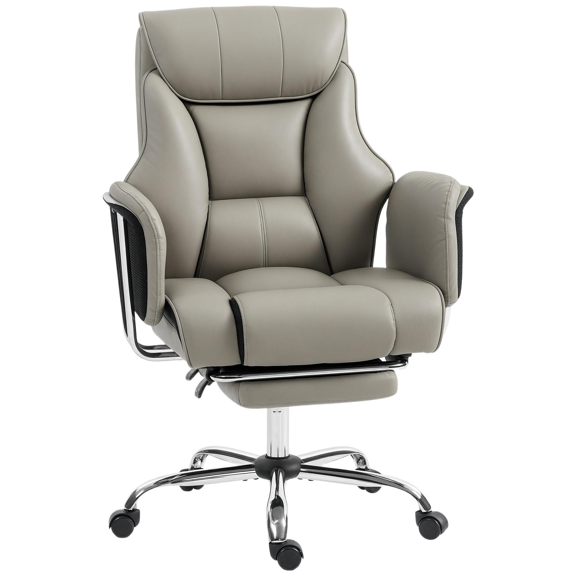 Grey PU Leather Executive Chair with Footrest