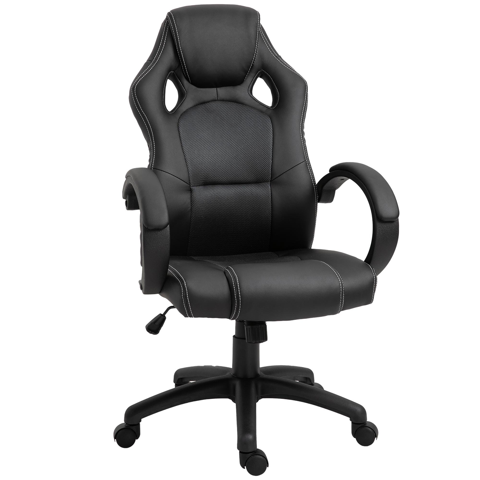 Grey PU Leather Gaming Chair with Tilt Function