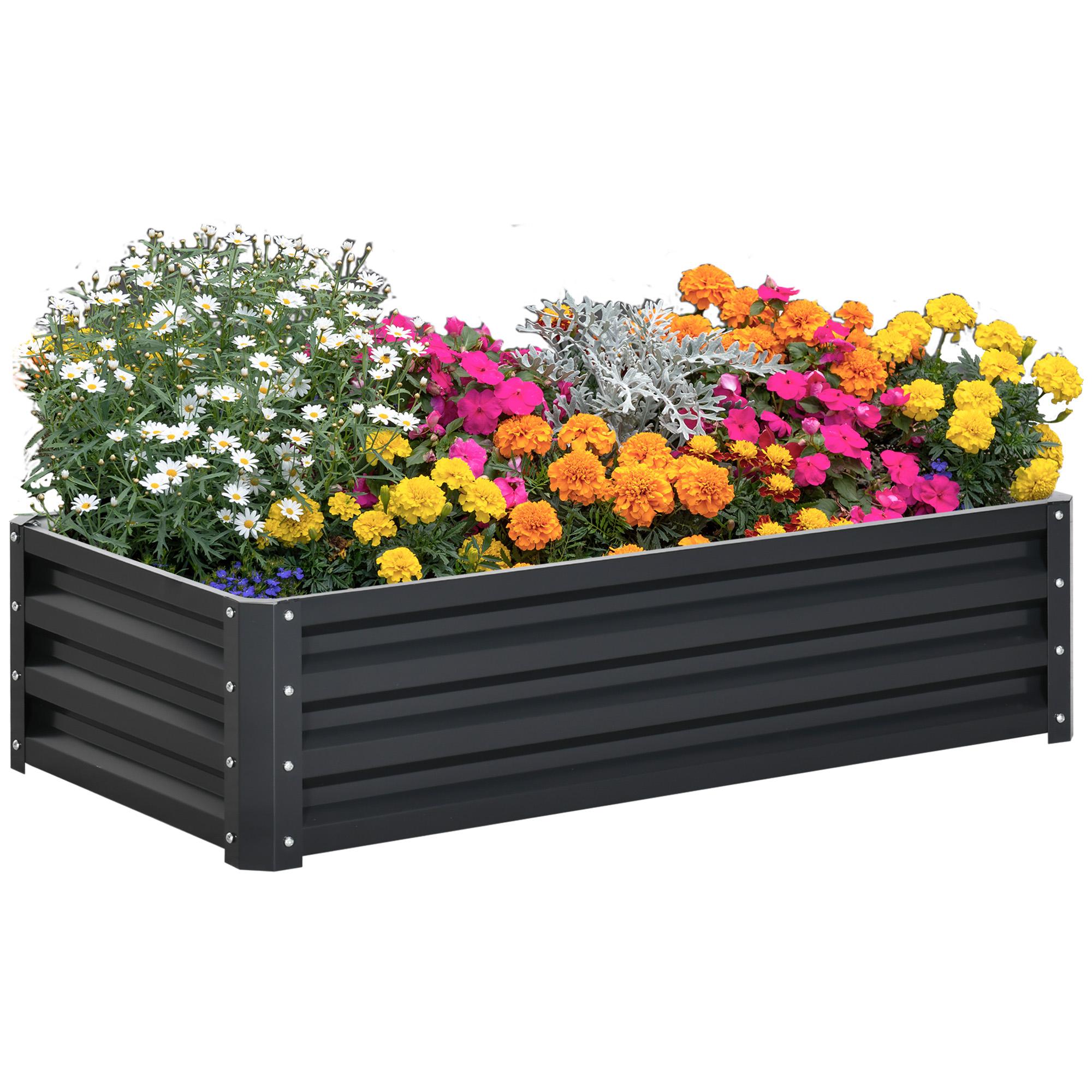 Grey Galvanized Garden Bed, Open-Bottom 4' x 2' x 1'