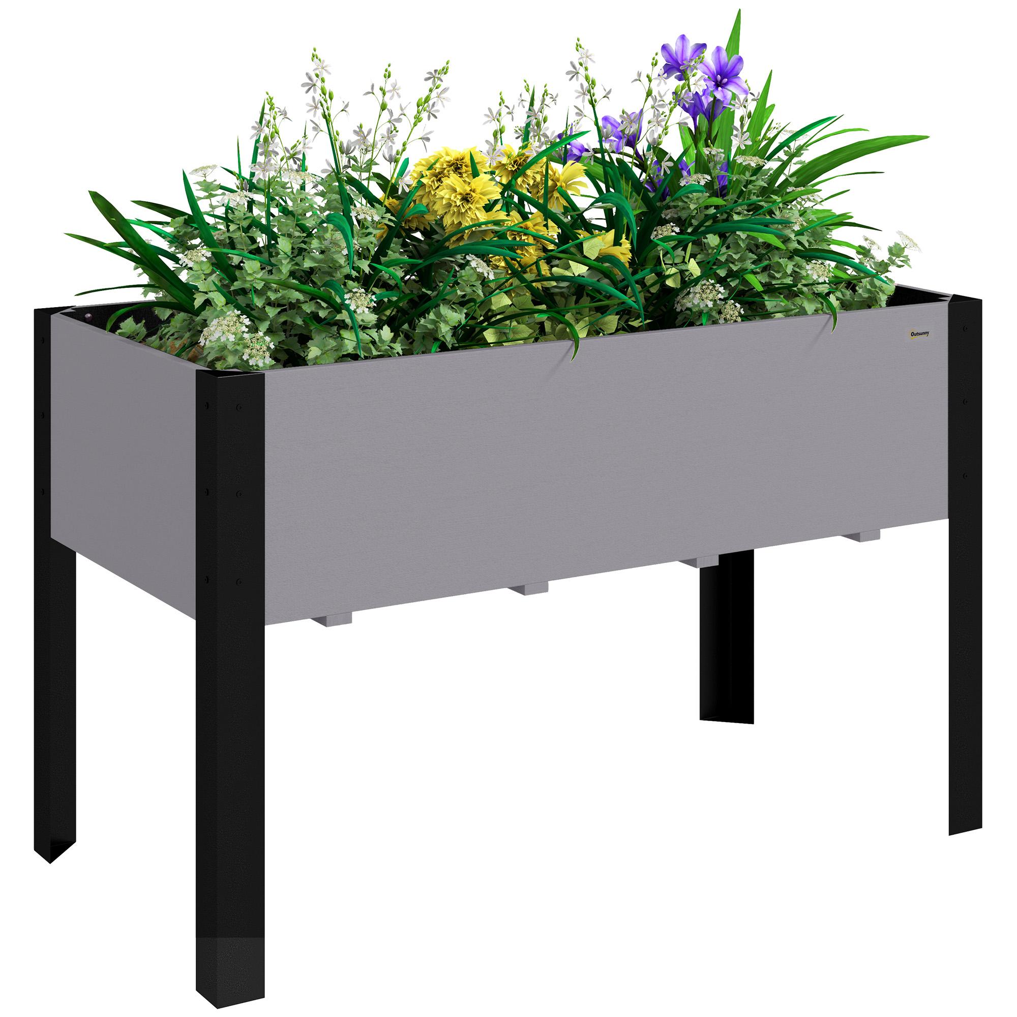 Grey Fir Wood Raised Bed with Metal Legs, 47 in