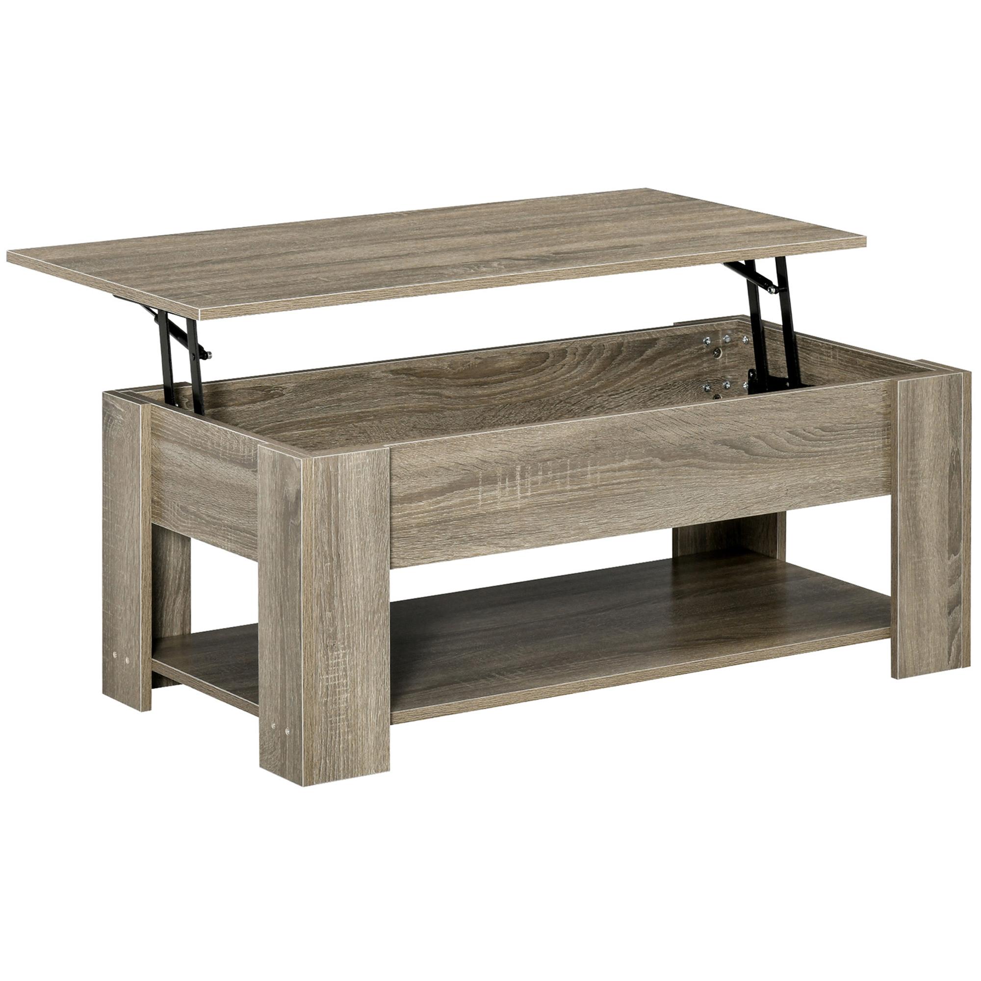 Grey Engineered Wood Coffee Table with Lift Top