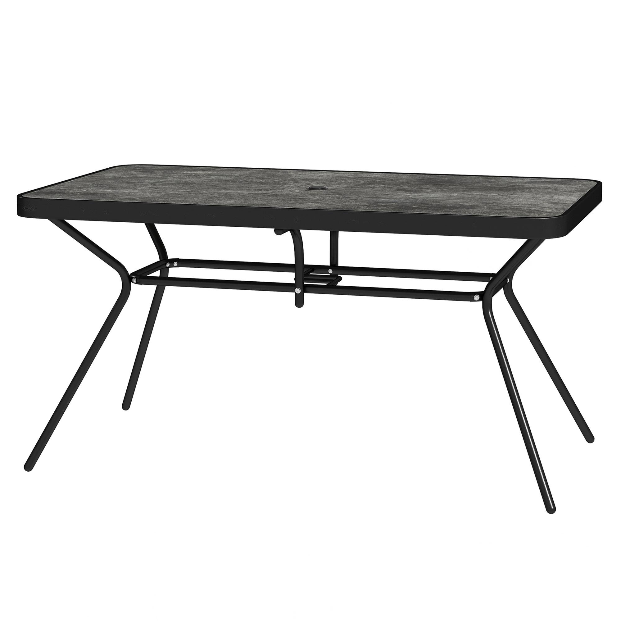 Grey Plastic Patio Table with Easy-Clean Top, 55.1 in