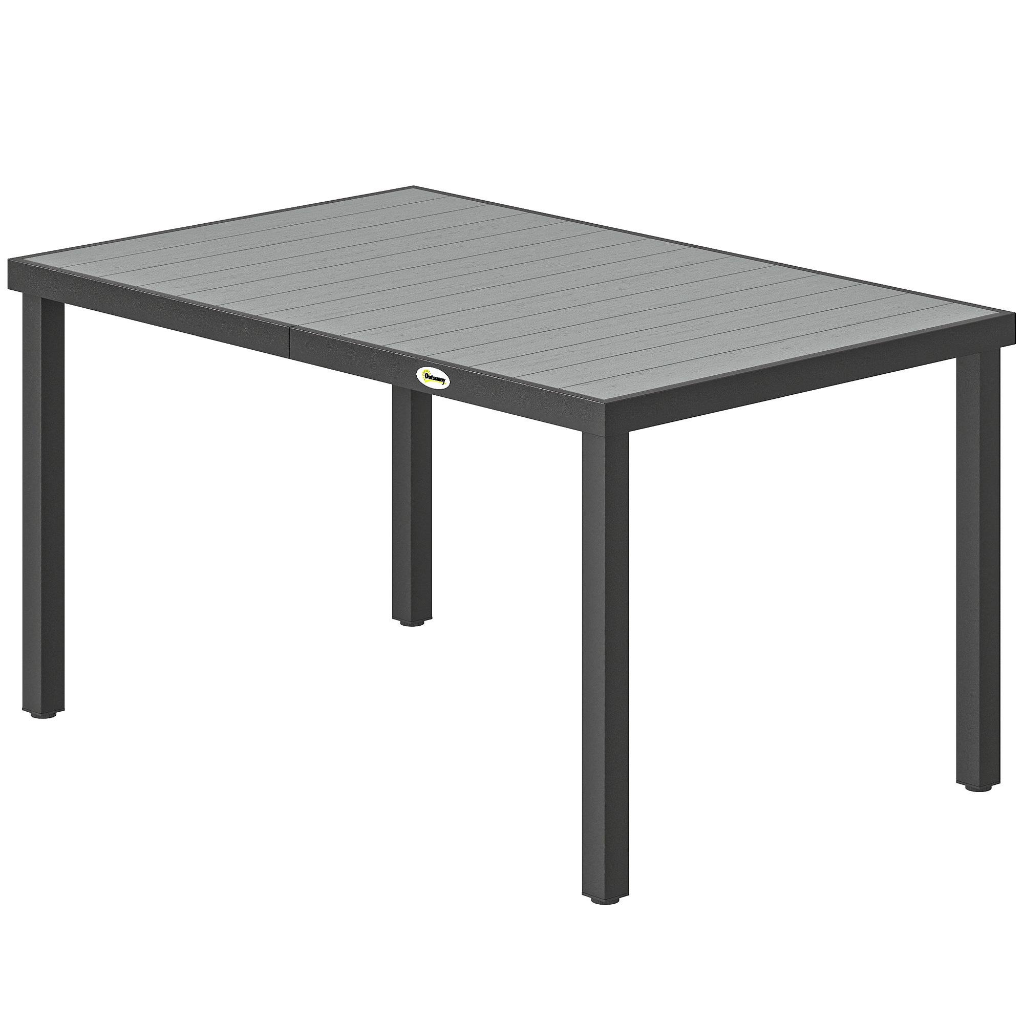 Grey WPC Patio Table with Slatted Top for 4-6