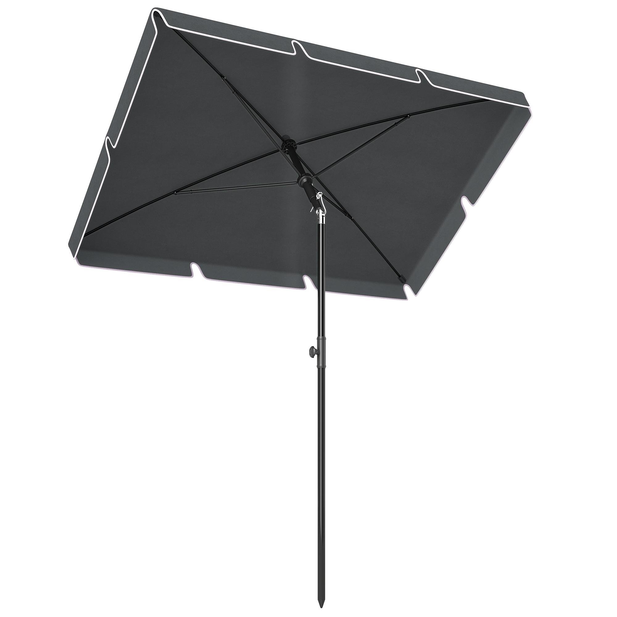 Grey Aluminum Patio Umbrella with Push-Button Tilt, 6.5 ft