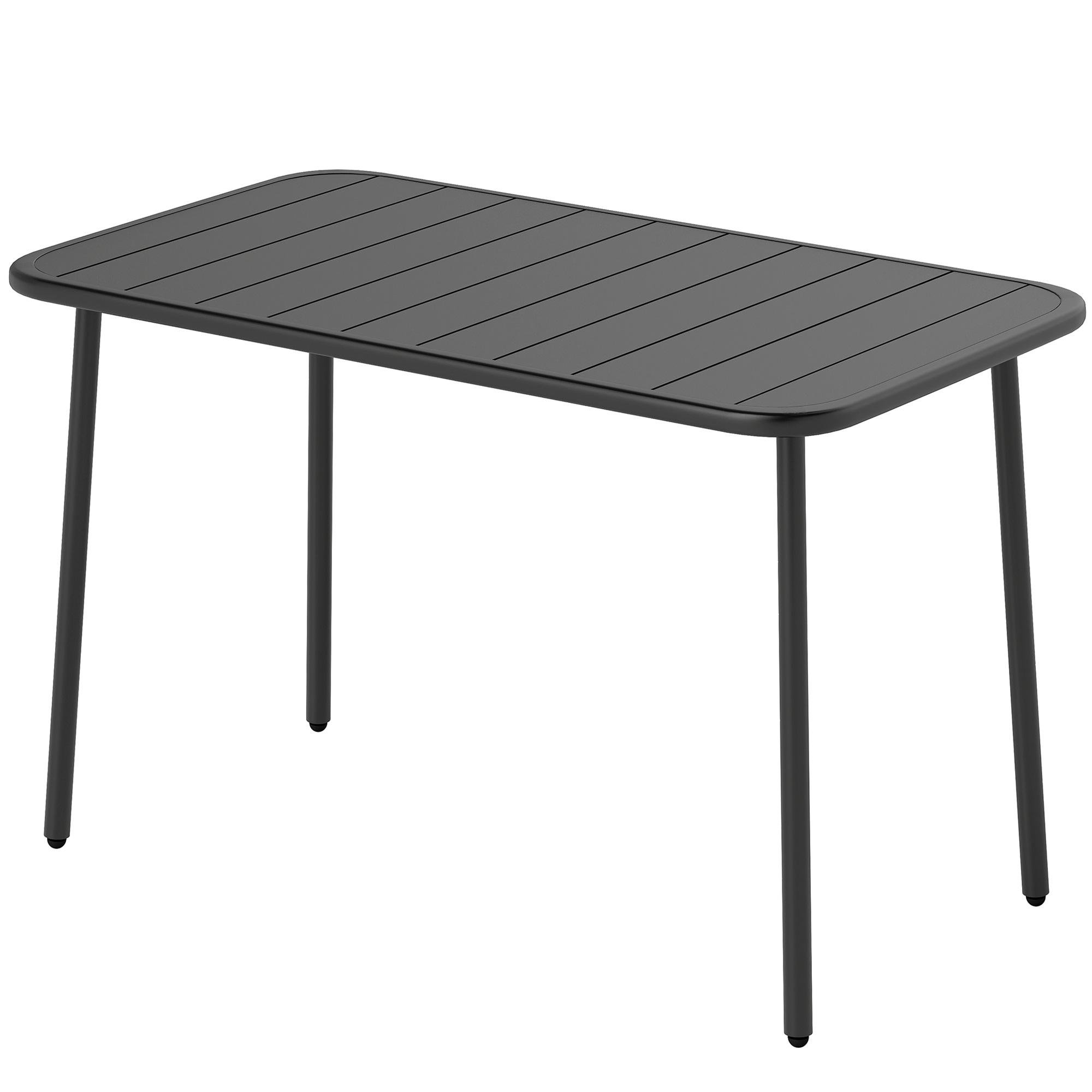 Grey Steel Patio Dining Table with Slatted Top, 47.2 in