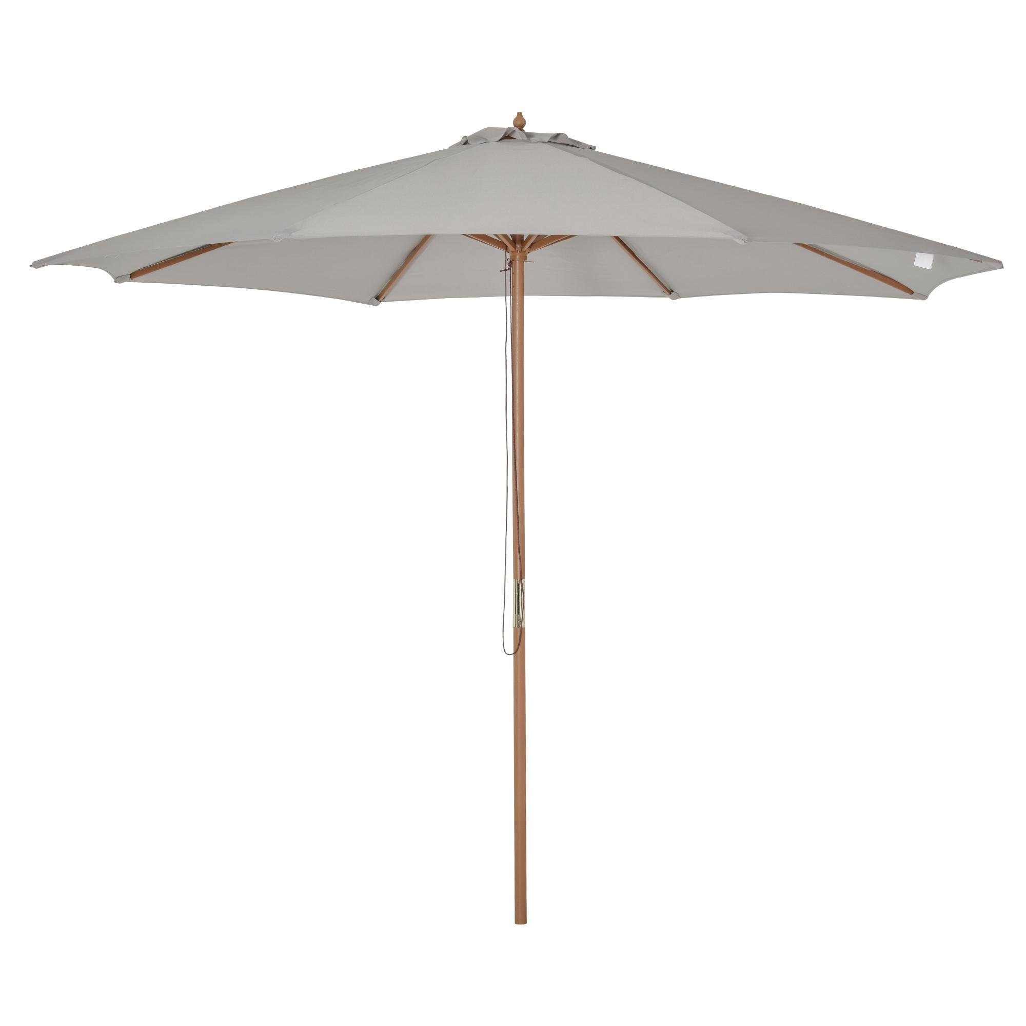 Grey Wooden Sun Umbrella with 118.1-Inch Canopy