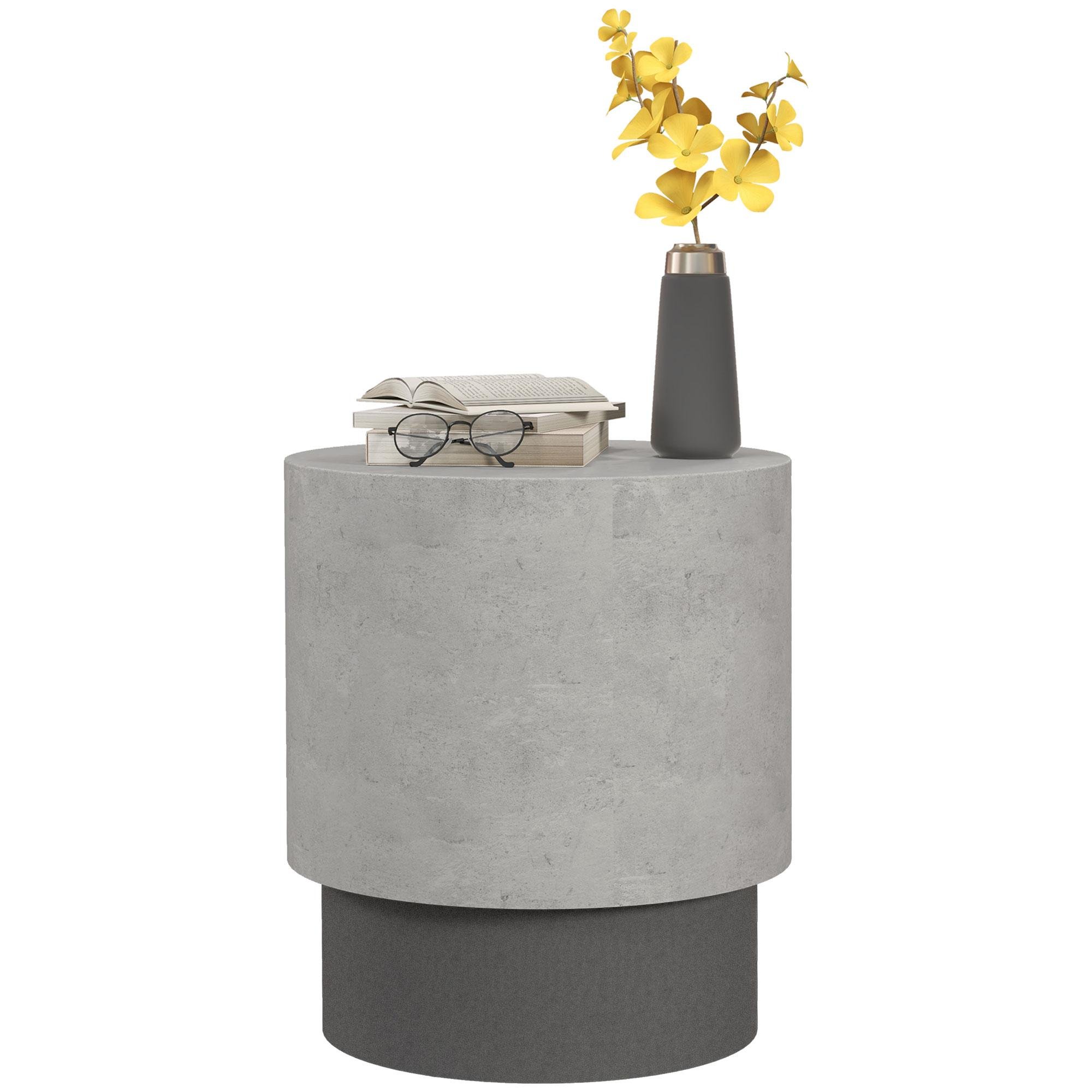 Grey Imitation Cement Side Table with Adjustable Feet, 14.5 in