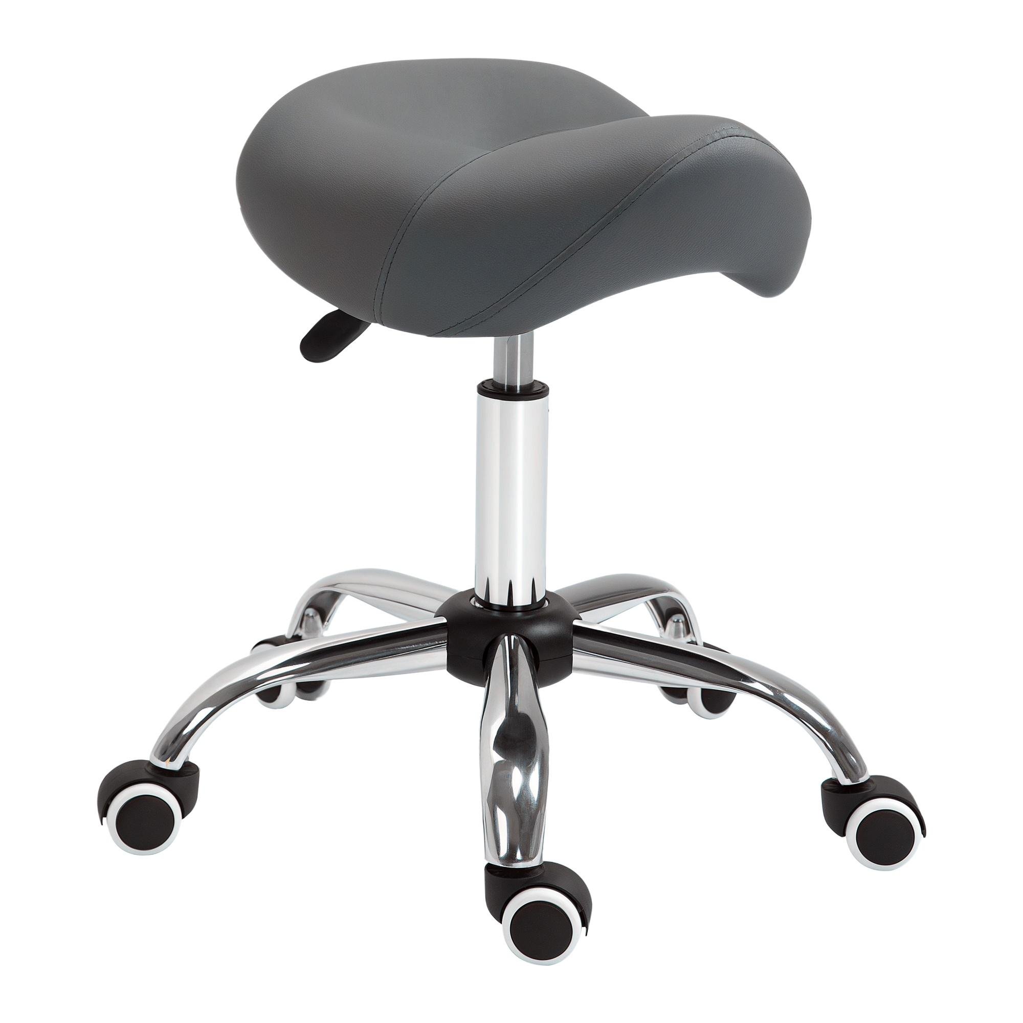 Grey Hydraulic Salon Stool with Saddle Seat